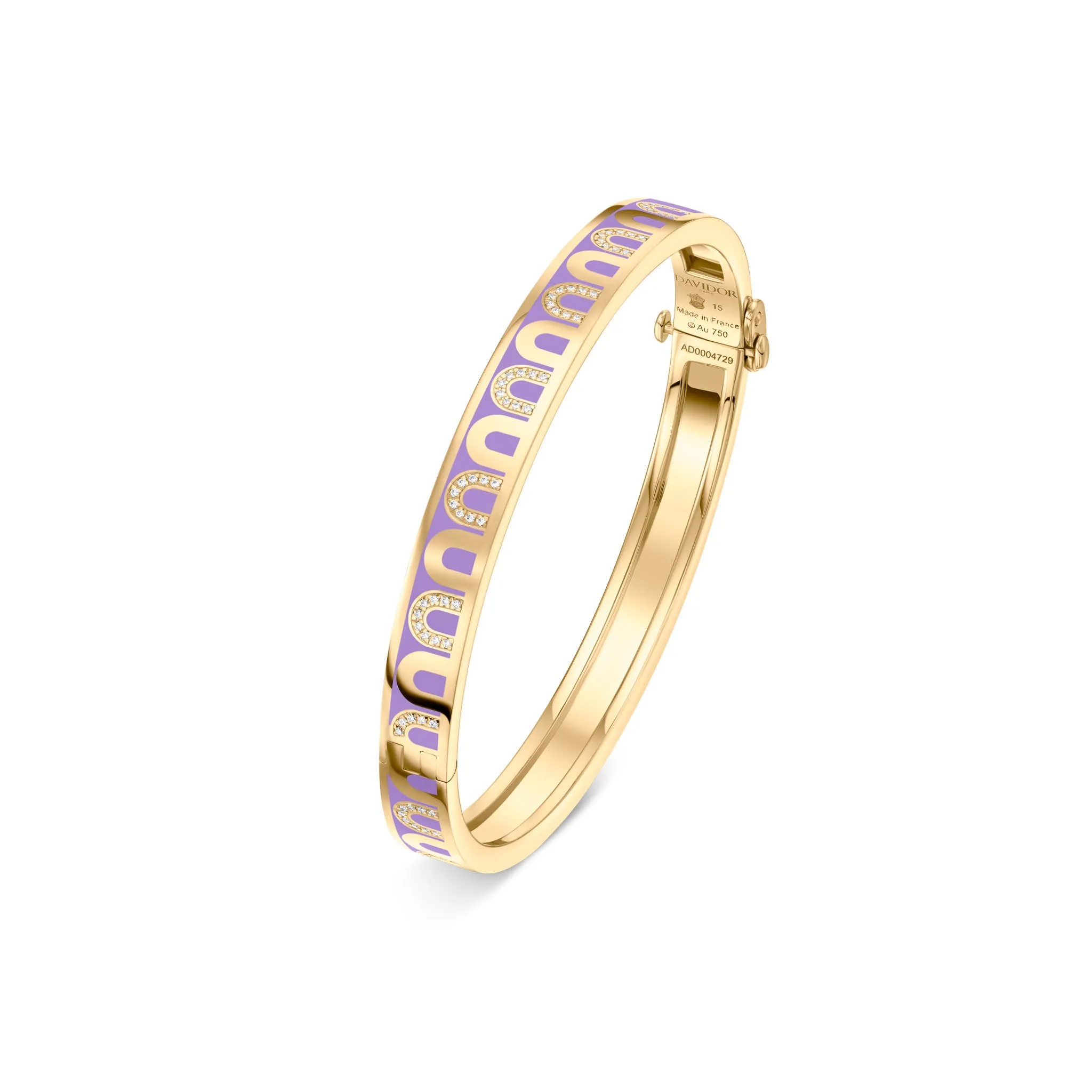 L'Arc de DAVIDOR Bangle PM, 18k Yellow Gold with Lacquered Ceramic and Colonnato Diamonds