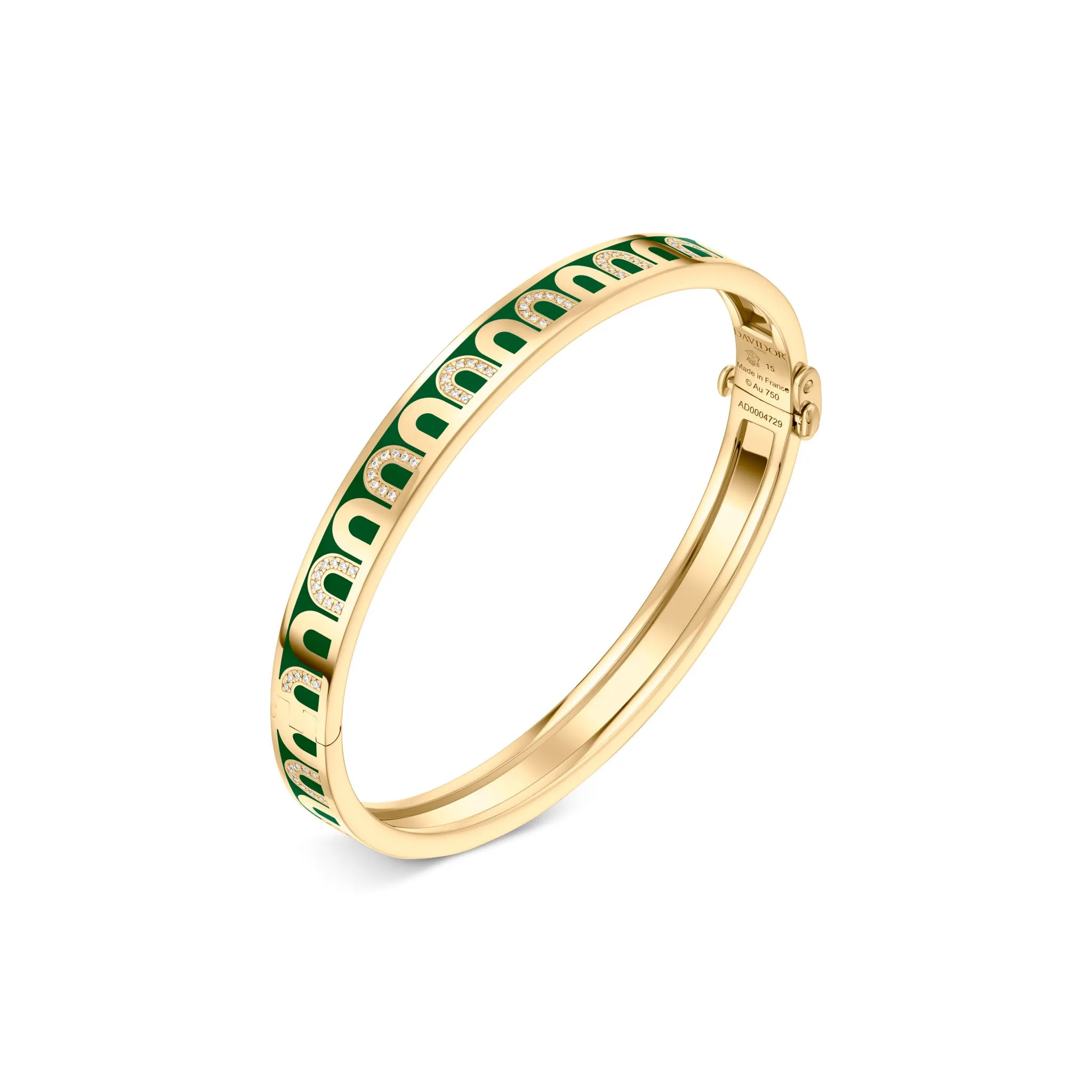 L'Arc de DAVIDOR Bangle PM, 18k Yellow Gold with Lacquered Ceramic and Colonnato Diamonds