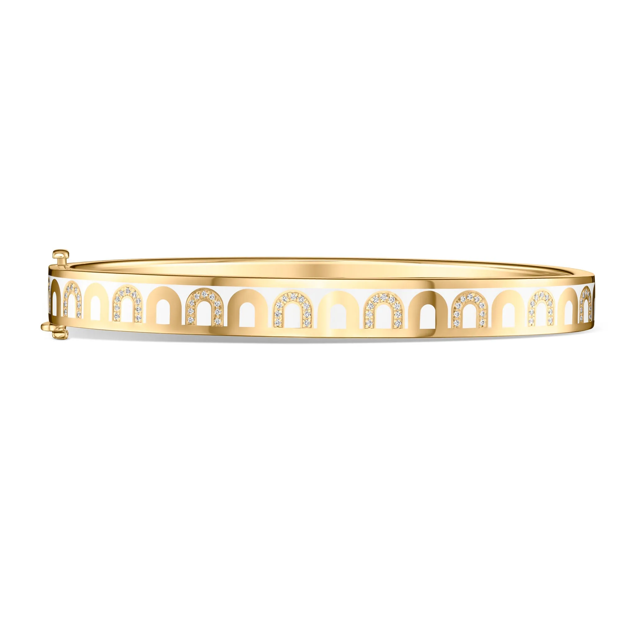 L'Arc de DAVIDOR Bangle PM, 18k Yellow Gold with Lacquered Ceramic and Colonnato Diamonds
