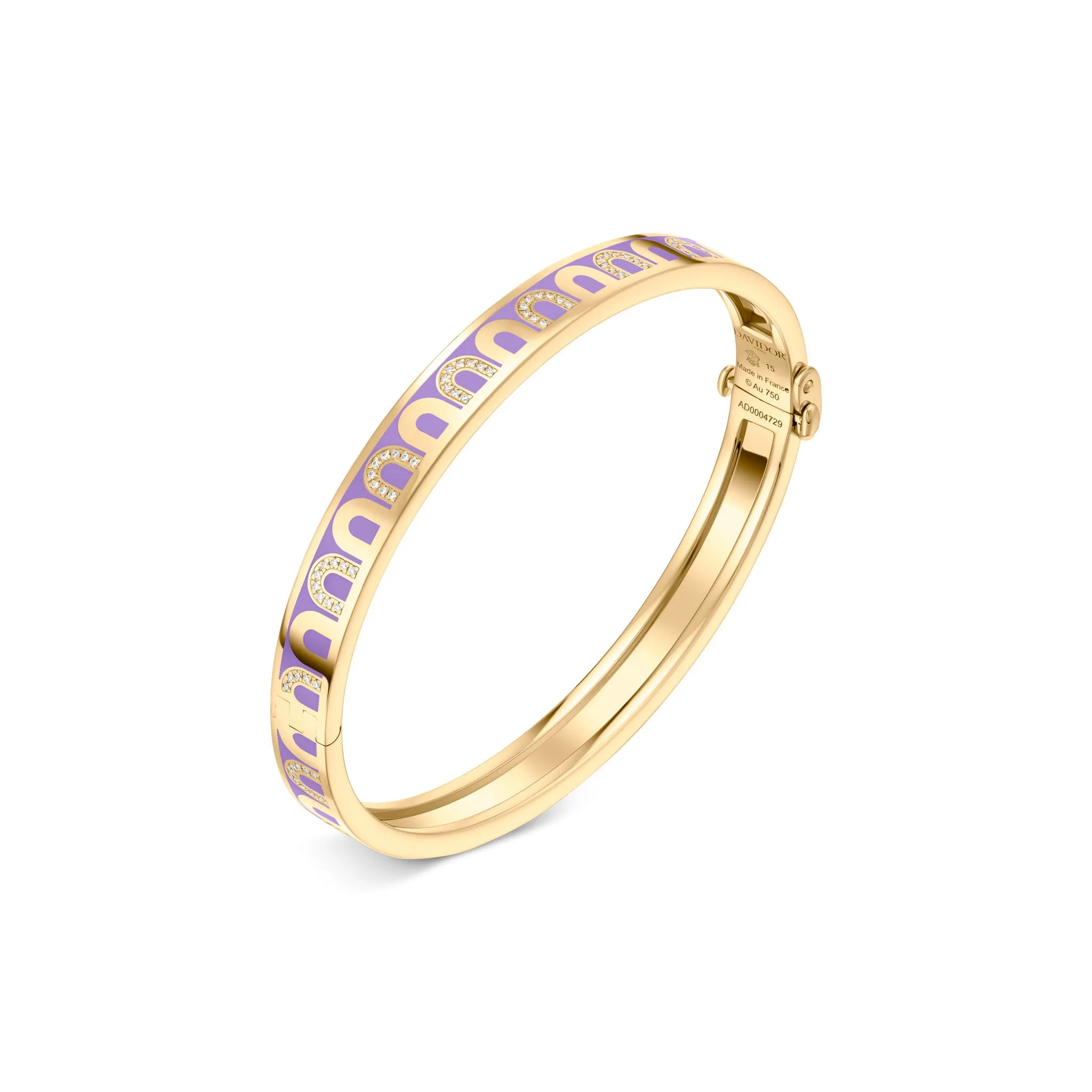 L'Arc de DAVIDOR Bangle PM, 18k Yellow Gold with Lacquered Ceramic and Colonnato Diamonds