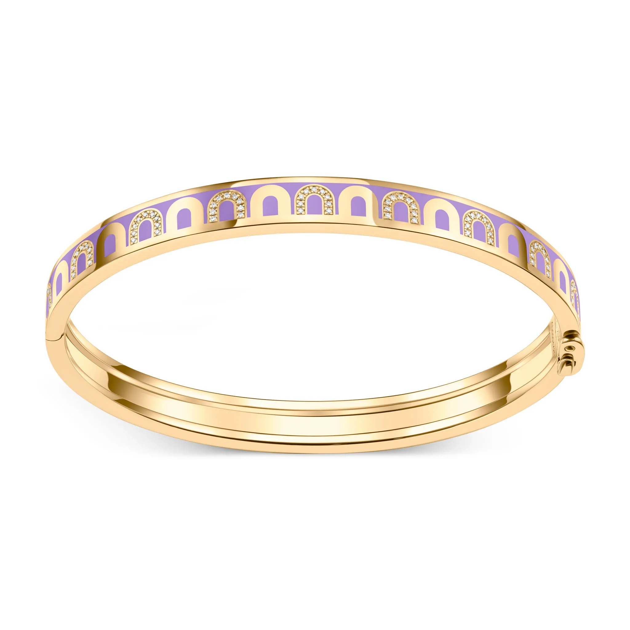 L'Arc de DAVIDOR Bangle PM, 18k Yellow Gold with Lacquered Ceramic and Colonnato Diamonds