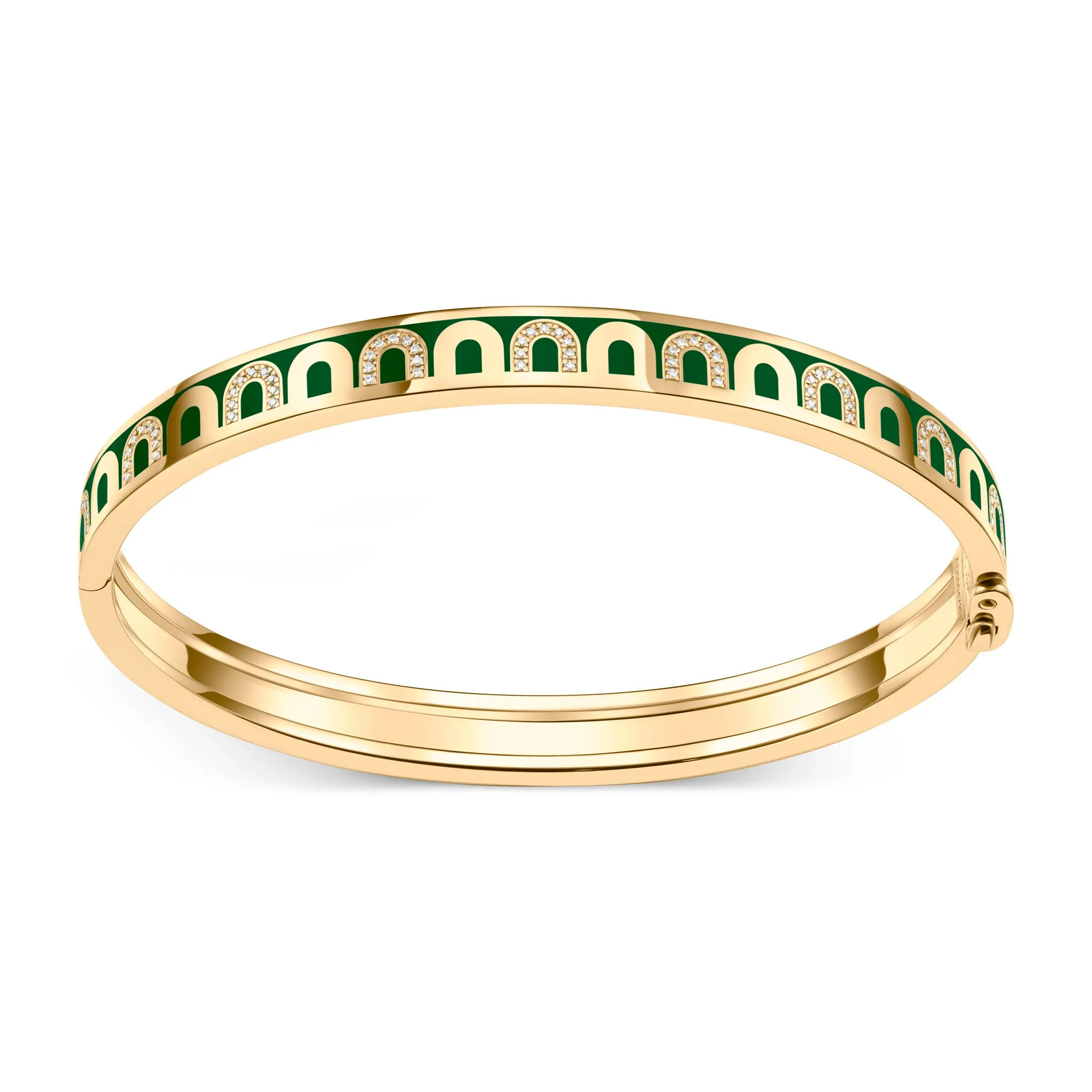 L'Arc de DAVIDOR Bangle PM, 18k Yellow Gold with Lacquered Ceramic and Colonnato Diamonds