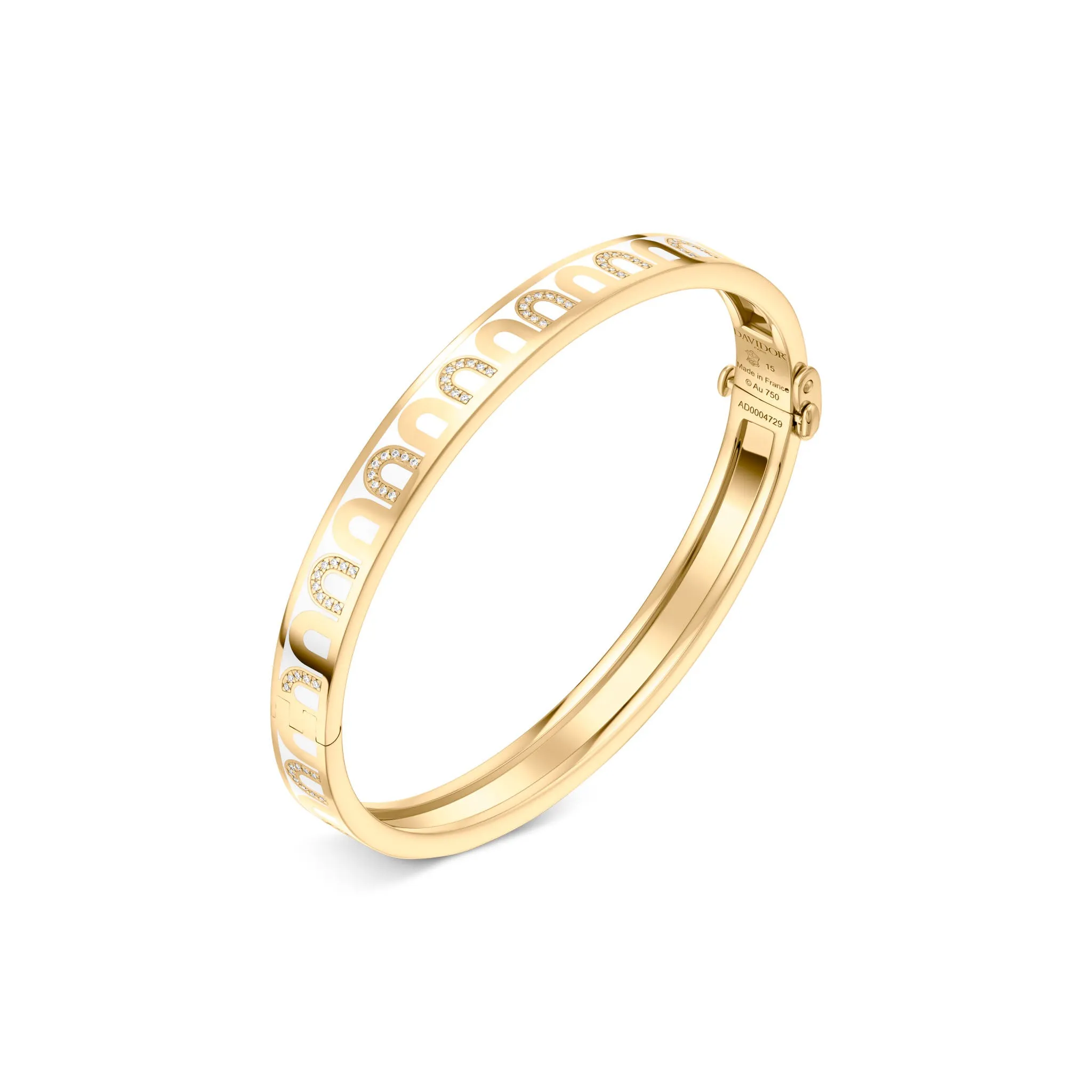 L'Arc de DAVIDOR Bangle PM, 18k Yellow Gold with Lacquered Ceramic and Colonnato Diamonds