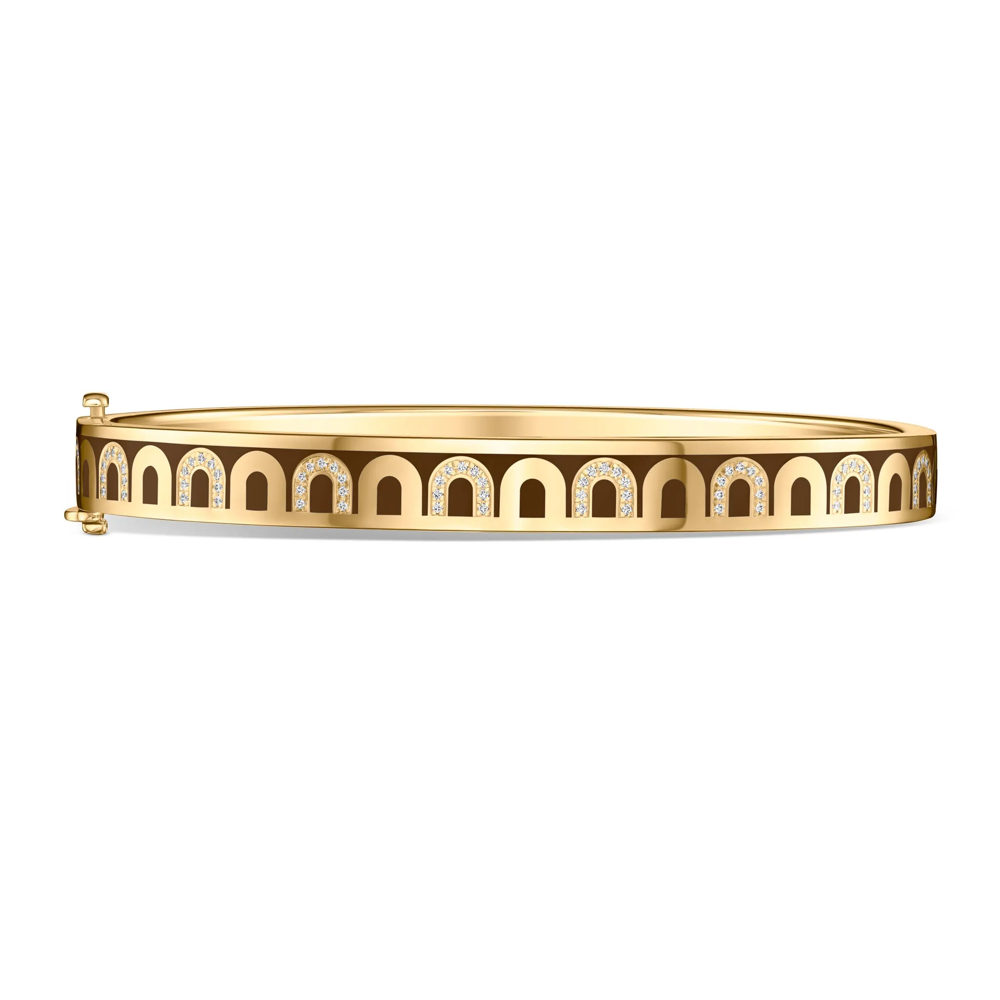 L'Arc de DAVIDOR Bangle PM, 18k Yellow Gold with Lacquered Ceramic and Colonnato Diamonds