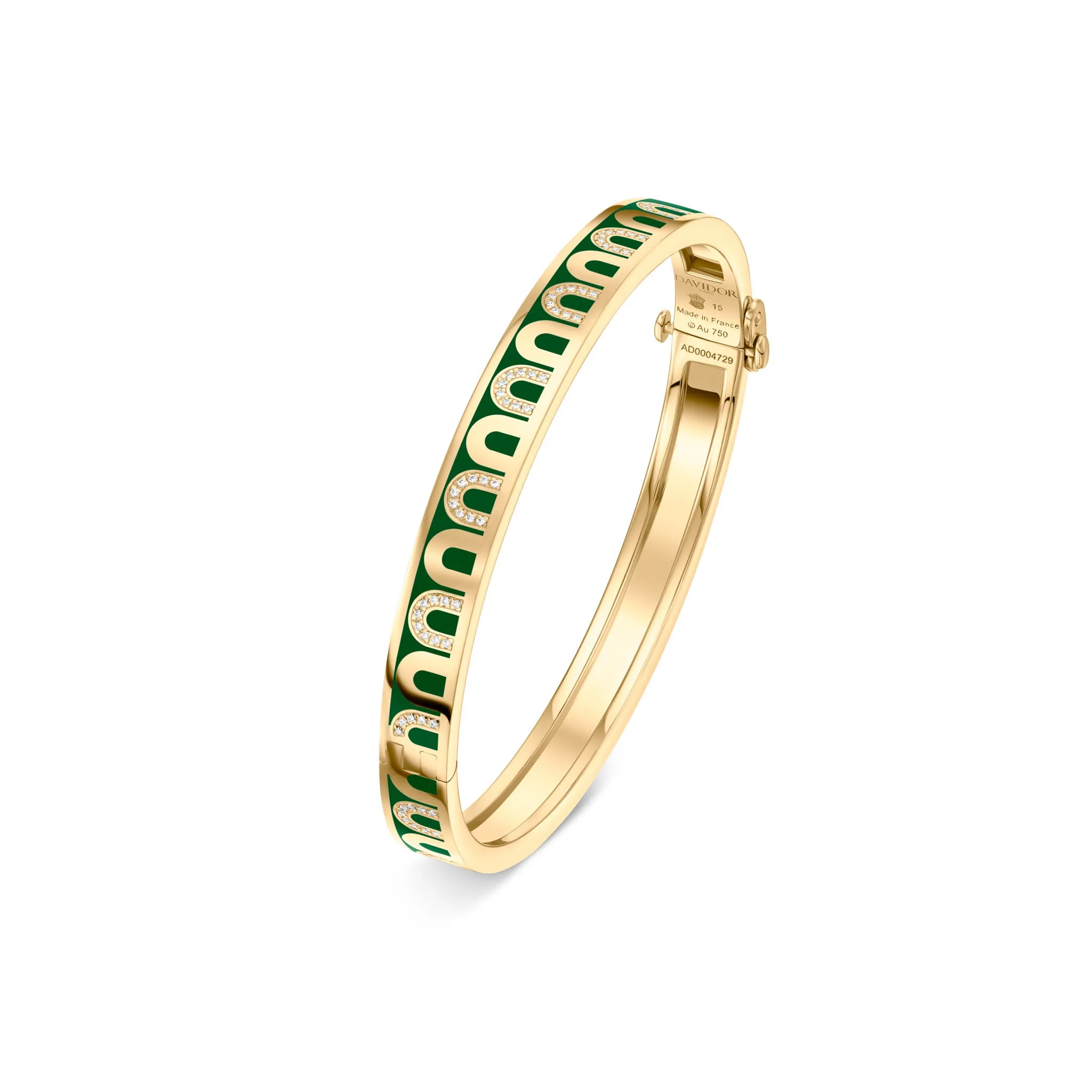 L'Arc de DAVIDOR Bangle PM, 18k Yellow Gold with Lacquered Ceramic and Colonnato Diamonds