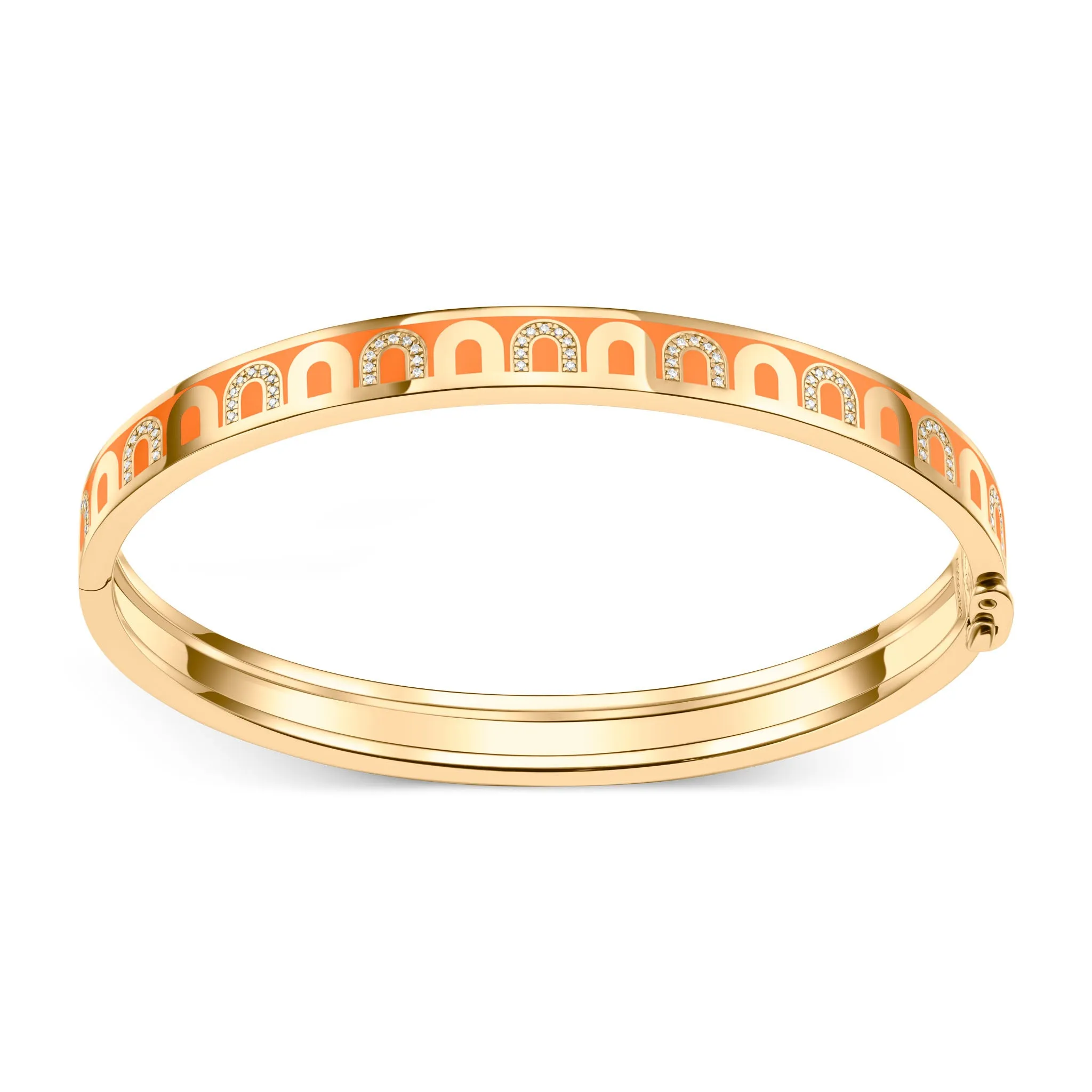 L'Arc de DAVIDOR Bangle PM, 18k Yellow Gold with Lacquered Ceramic and Colonnato Diamonds