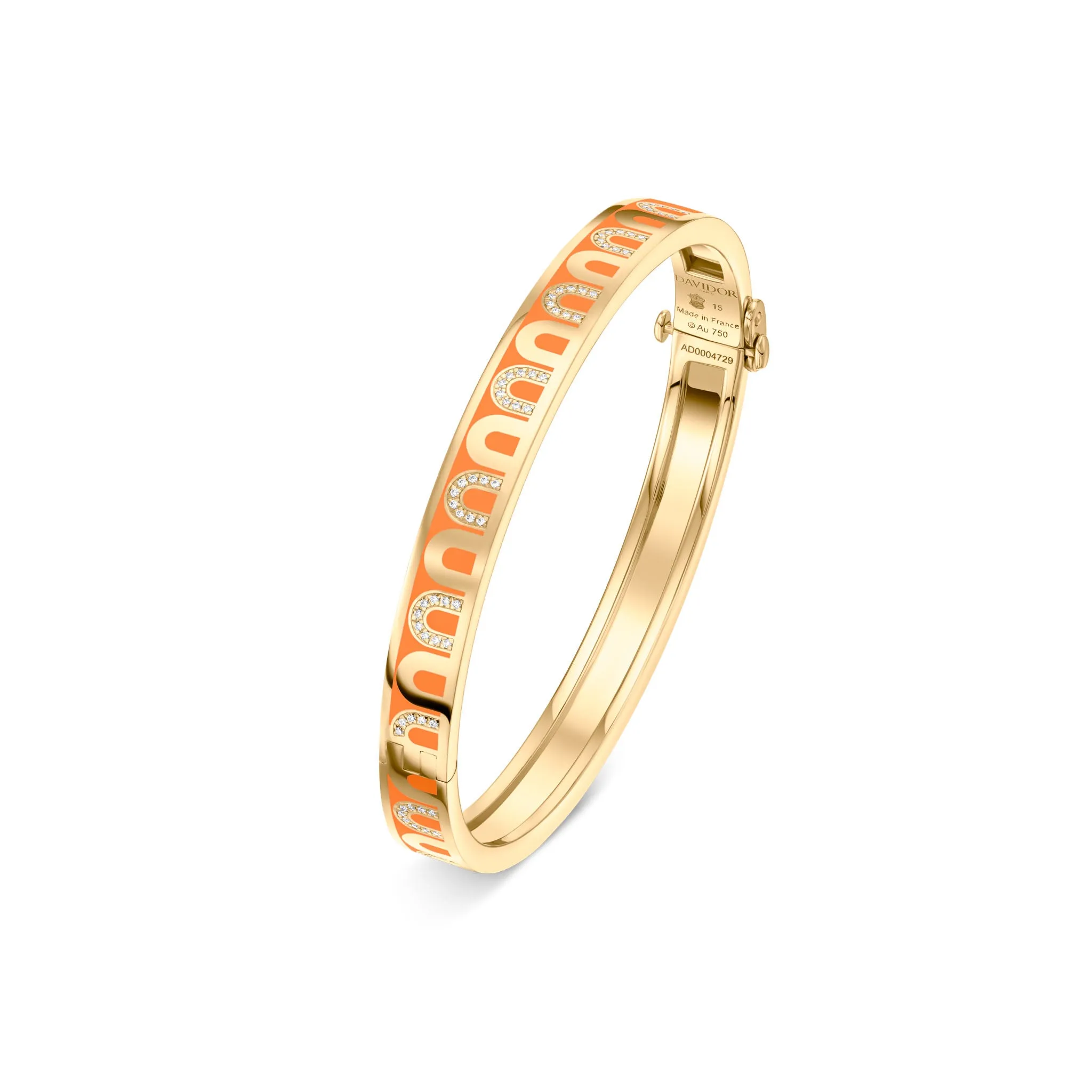 L'Arc de DAVIDOR Bangle PM, 18k Yellow Gold with Lacquered Ceramic and Colonnato Diamonds