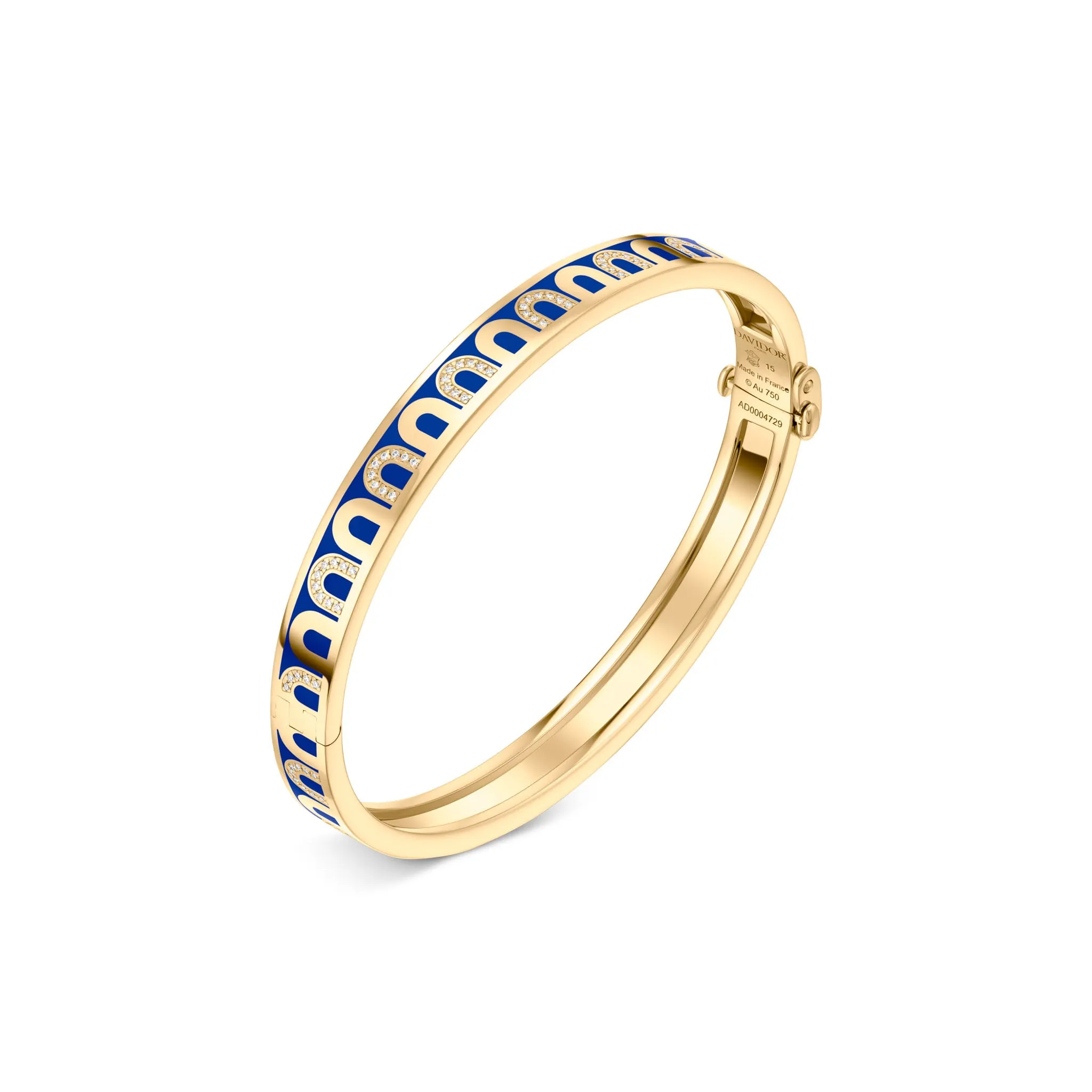 L'Arc de DAVIDOR Bangle PM, 18k Yellow Gold with Lacquered Ceramic and Colonnato Diamonds