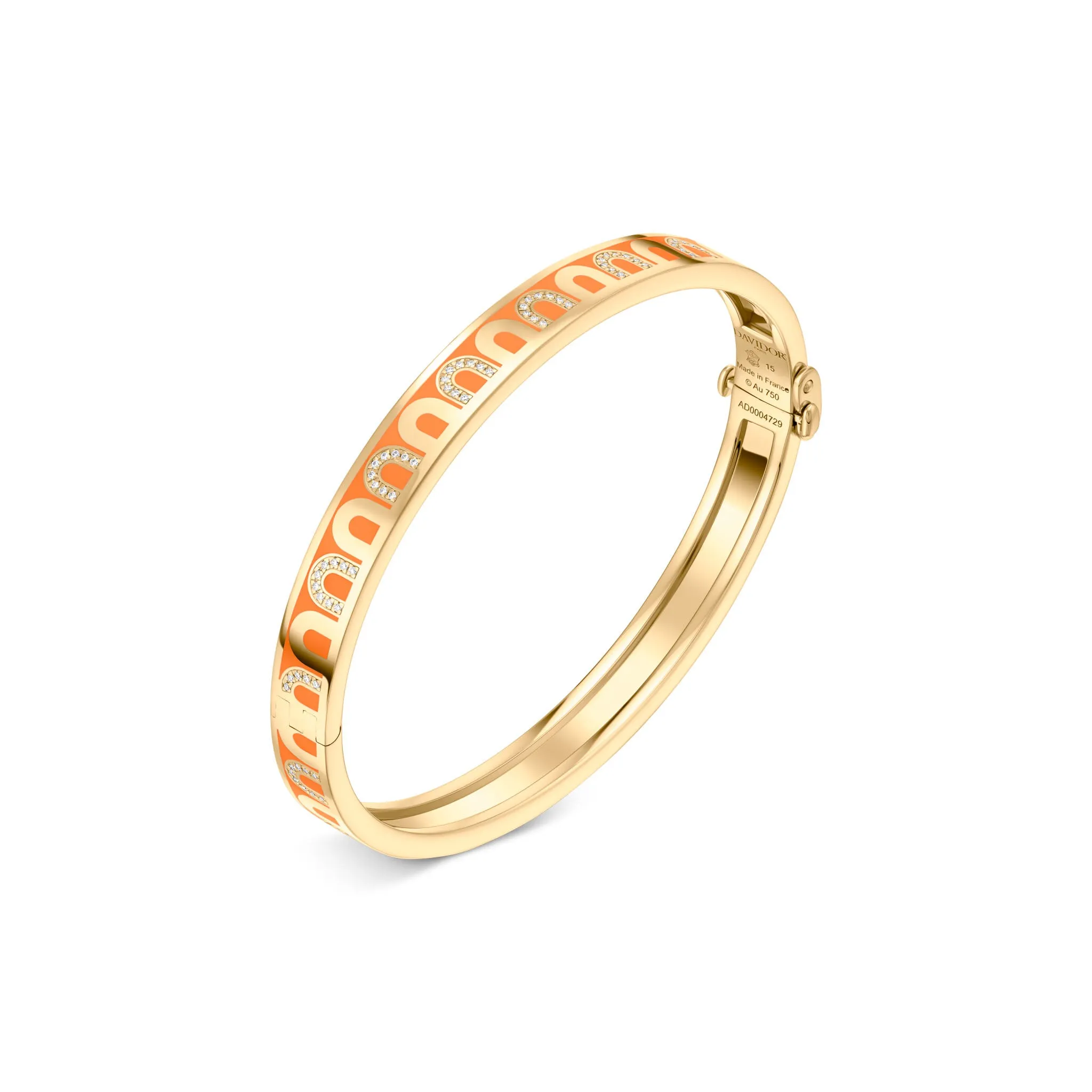 L'Arc de DAVIDOR Bangle PM, 18k Yellow Gold with Lacquered Ceramic and Colonnato Diamonds