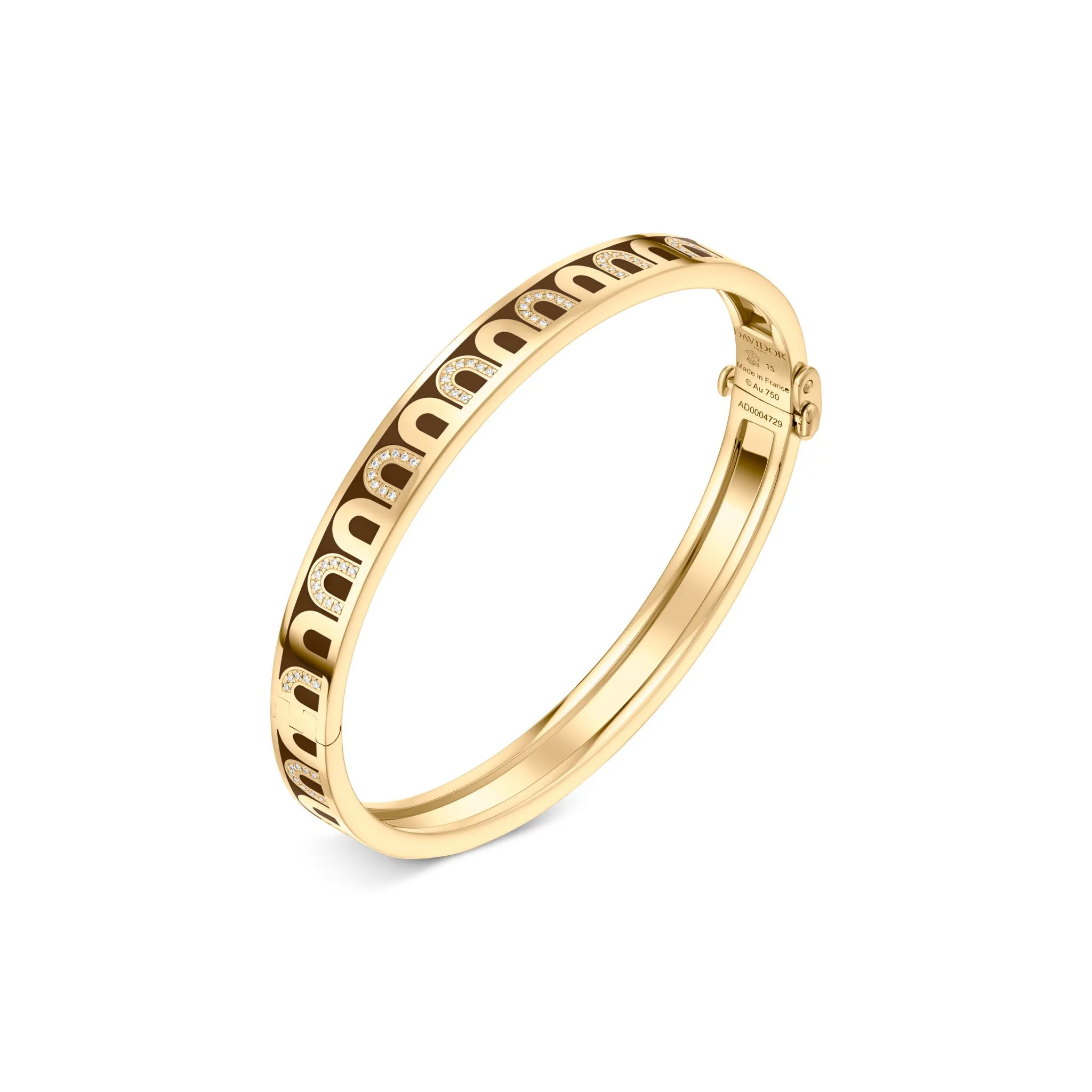 L'Arc de DAVIDOR Bangle PM, 18k Yellow Gold with Lacquered Ceramic and Colonnato Diamonds