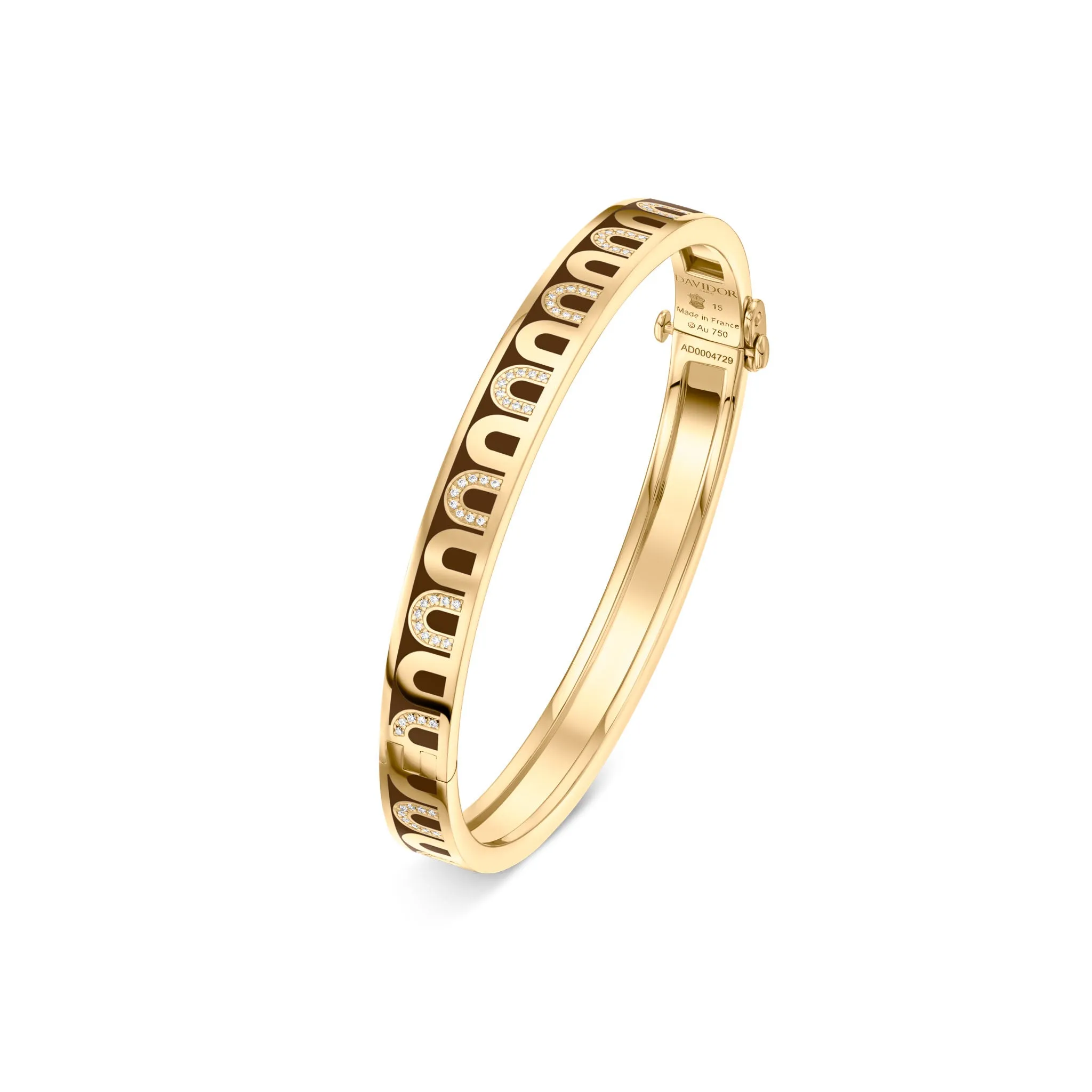 L'Arc de DAVIDOR Bangle PM, 18k Yellow Gold with Lacquered Ceramic and Colonnato Diamonds