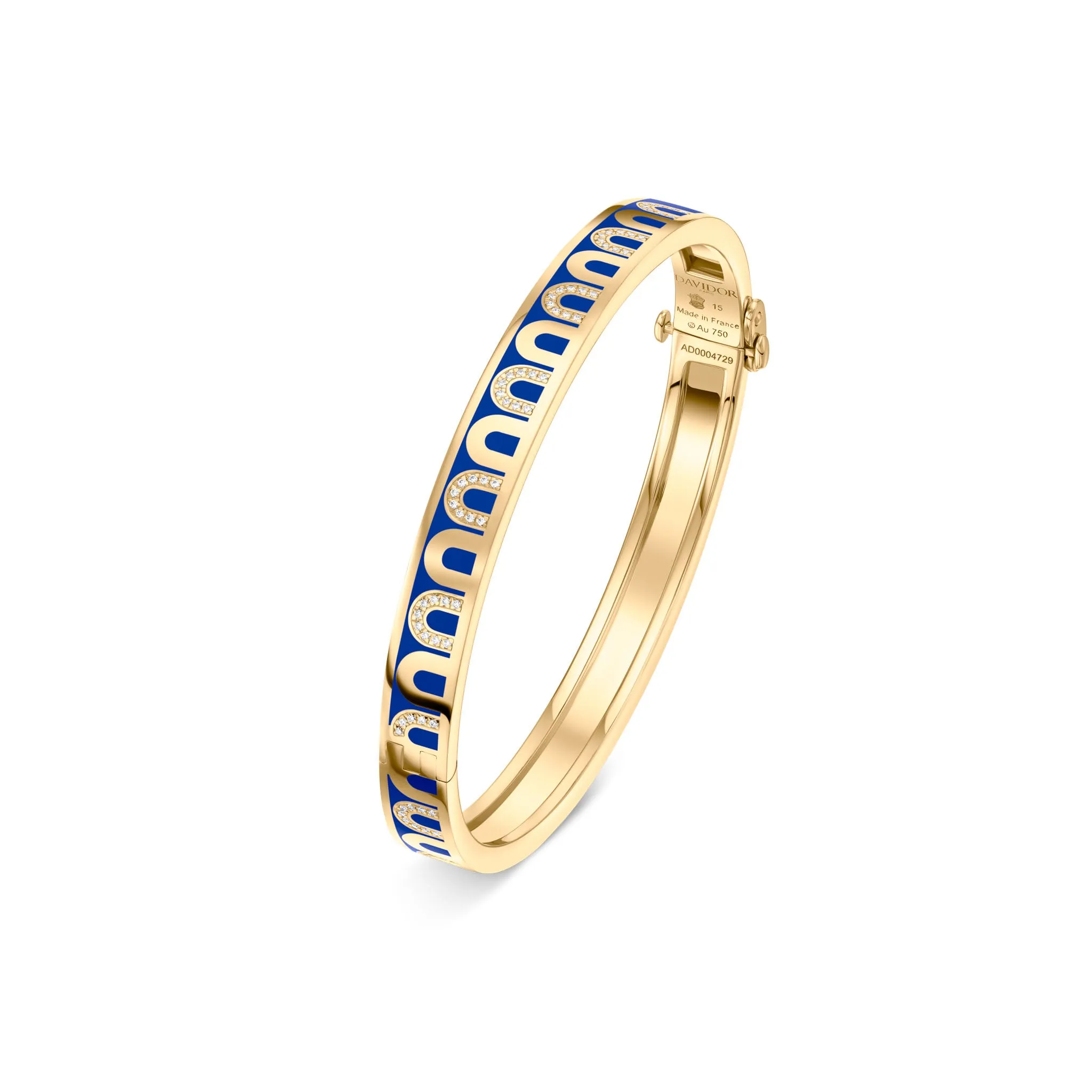 L'Arc de DAVIDOR Bangle PM, 18k Yellow Gold with Lacquered Ceramic and Colonnato Diamonds