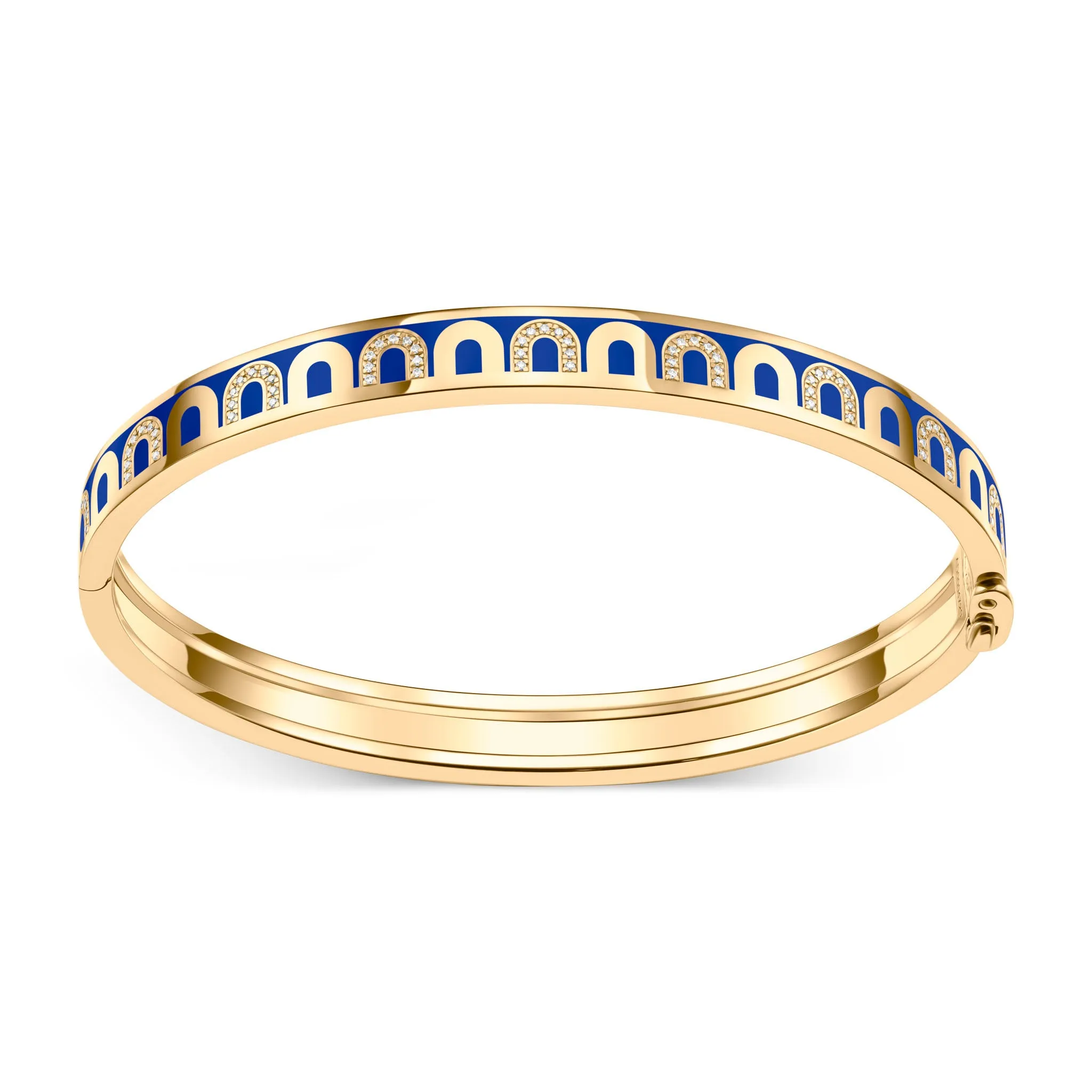 L'Arc de DAVIDOR Bangle PM, 18k Yellow Gold with Lacquered Ceramic and Colonnato Diamonds