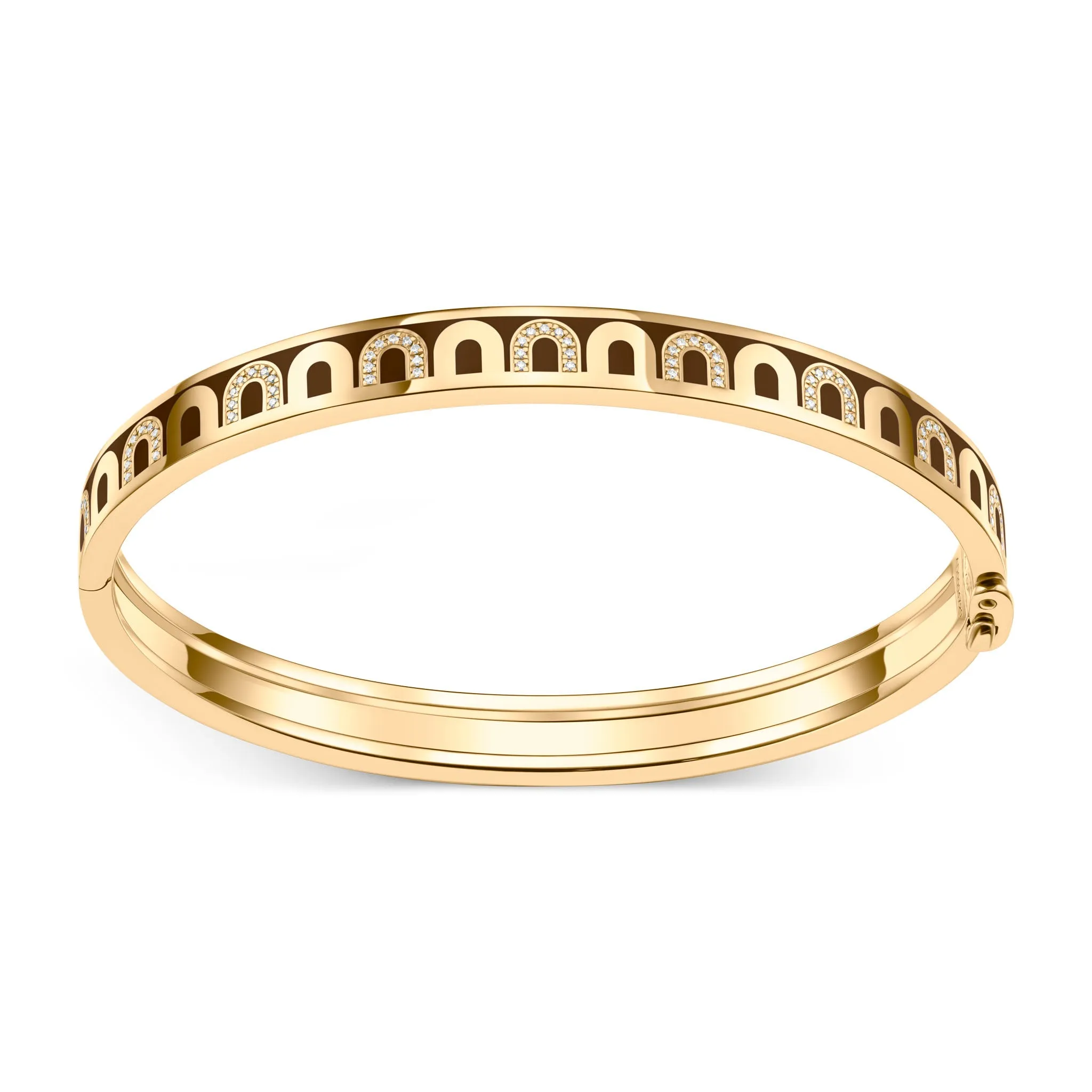 L'Arc de DAVIDOR Bangle PM, 18k Yellow Gold with Lacquered Ceramic and Colonnato Diamonds