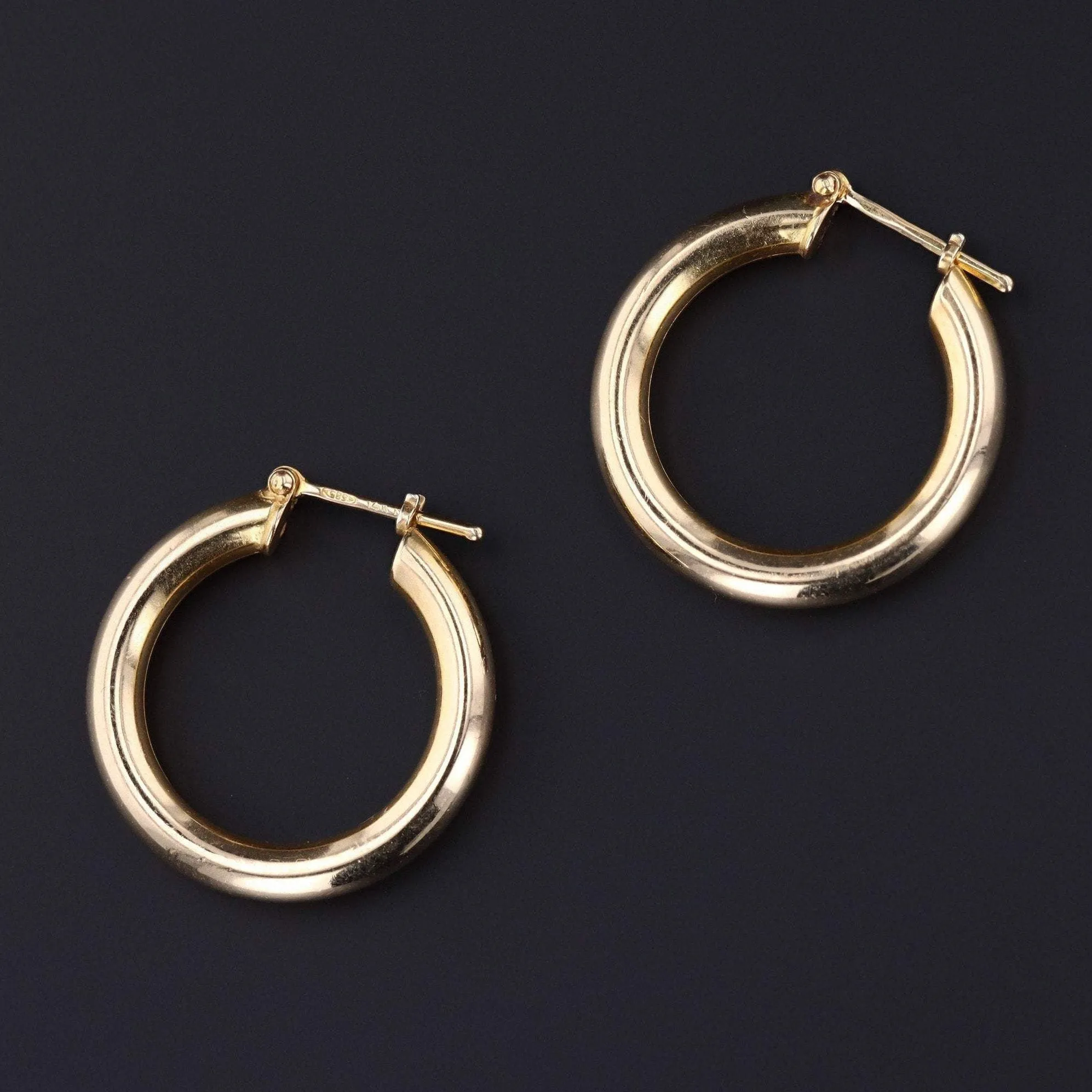 Large 14k Gold Hoop Earrings | Vintage 14k Gold Earrings