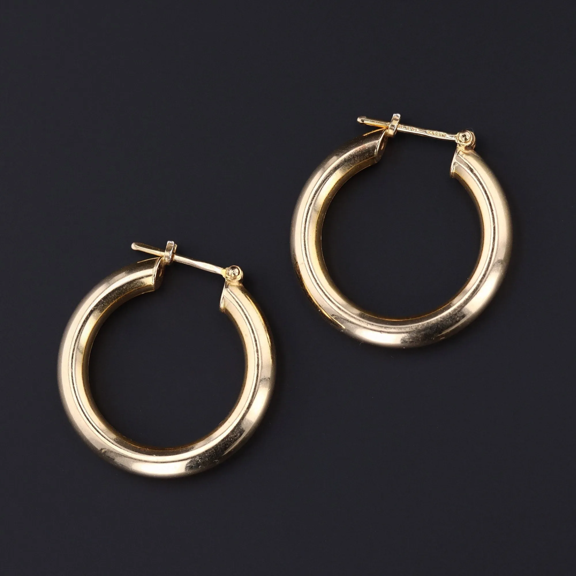 Large 14k Gold Hoop Earrings | Vintage 14k Gold Earrings