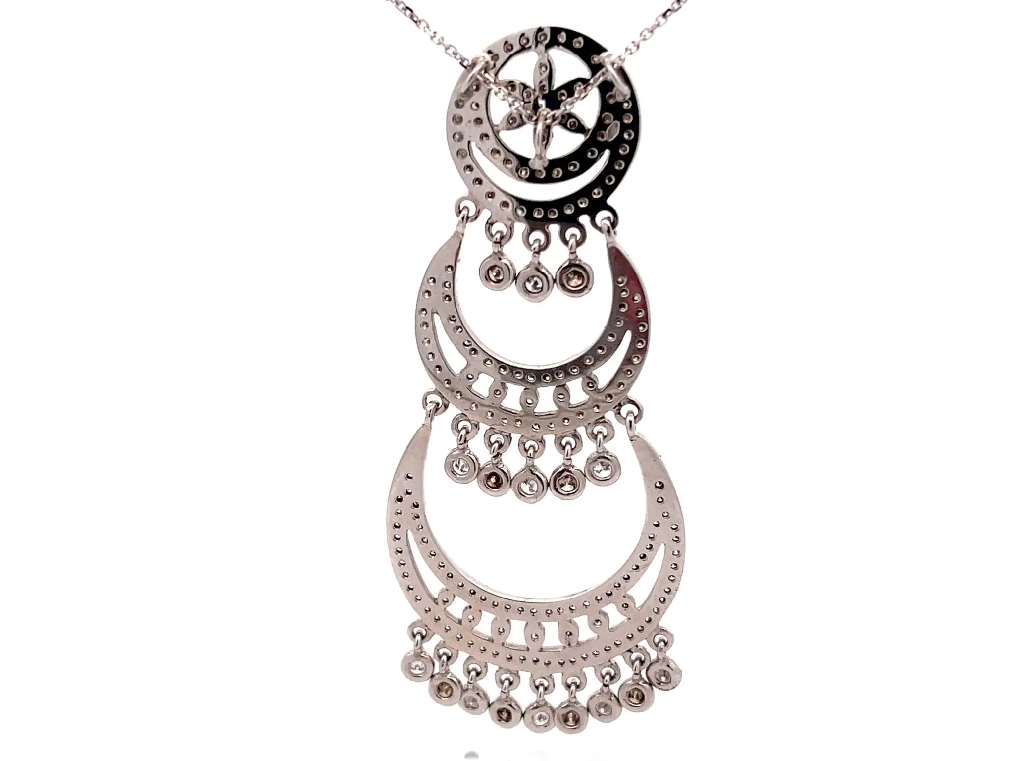 Large Drop Pendant with White and Chocolate Diamonds in 18k White Gold