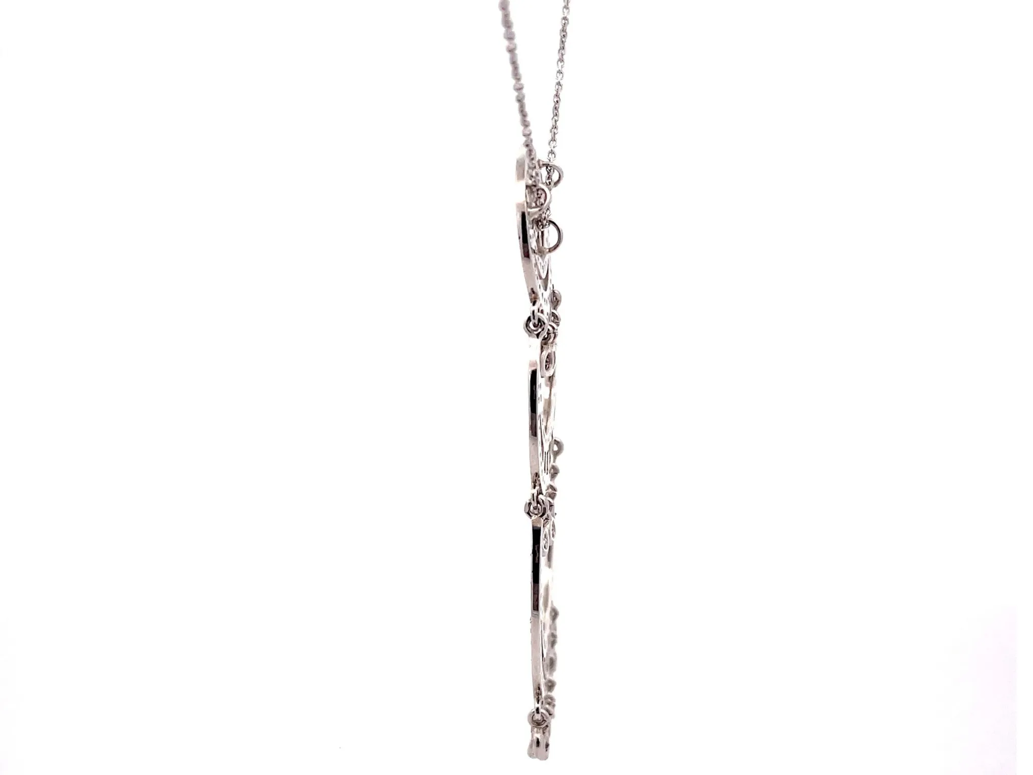 Large Drop Pendant with White and Chocolate Diamonds in 18k White Gold