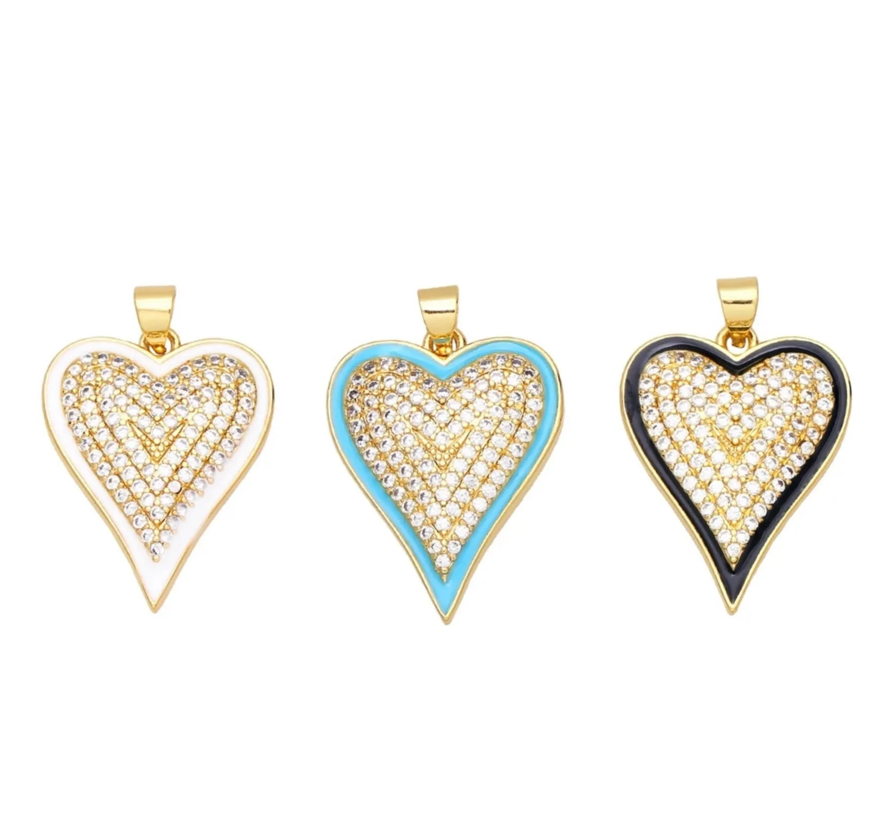 Large Outlined Pave Heart Charm