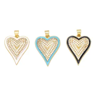 Large Outlined Pave Heart Charm