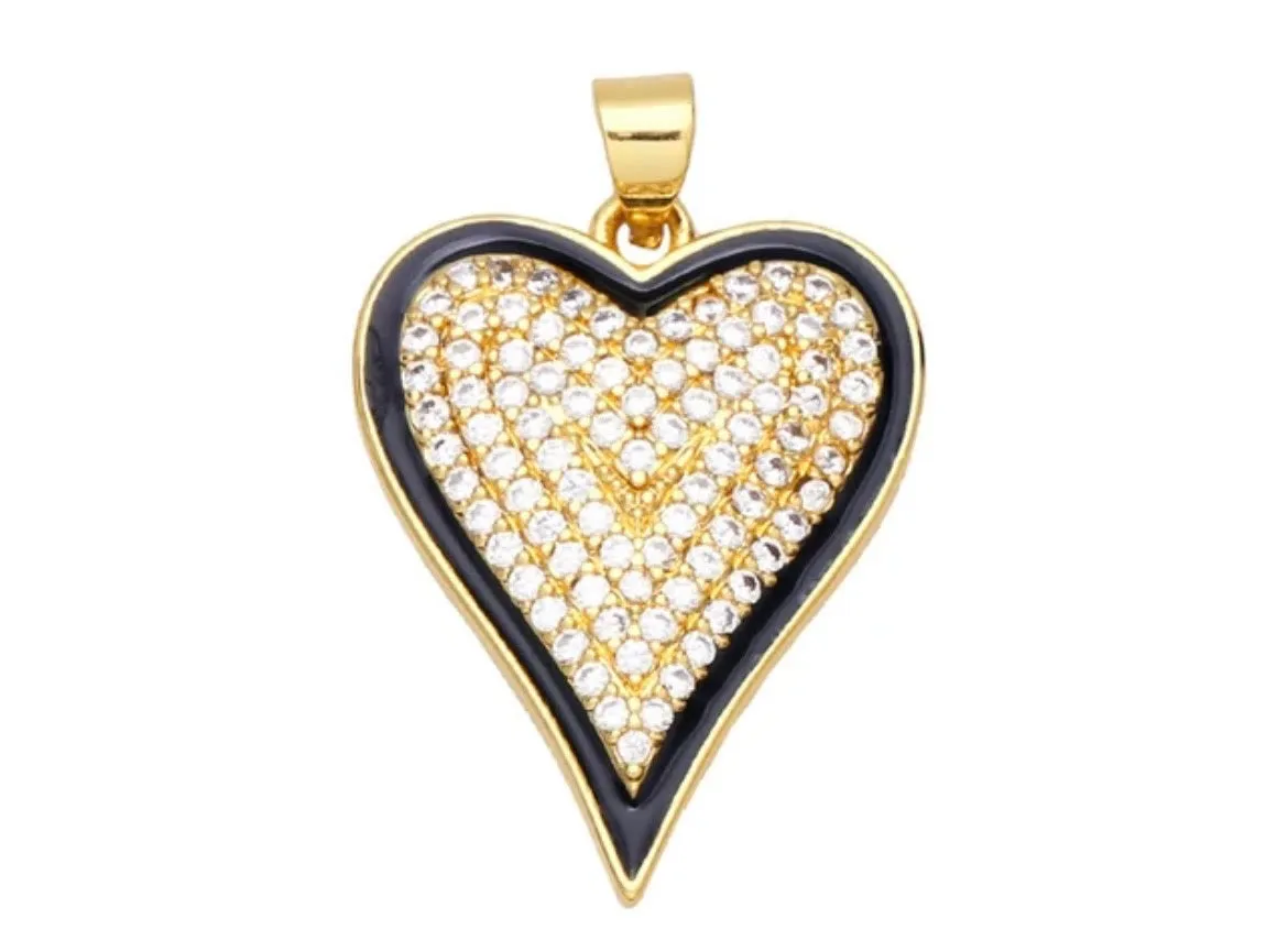 Large Outlined Pave Heart Charm