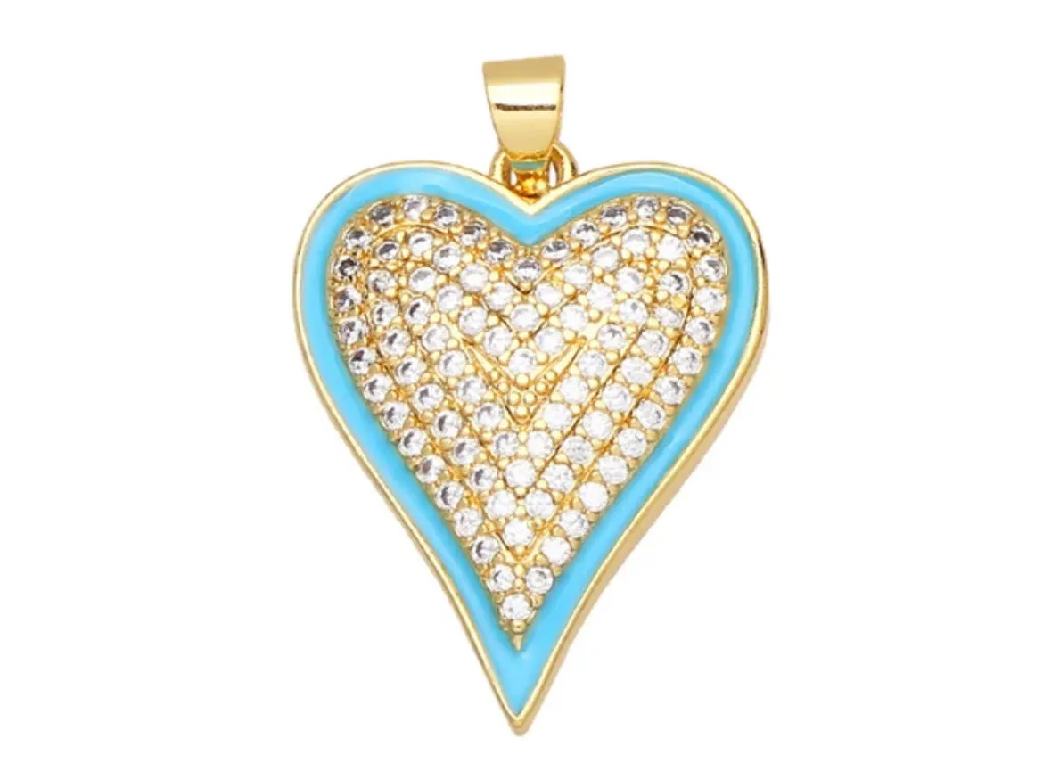 Large Outlined Pave Heart Charm