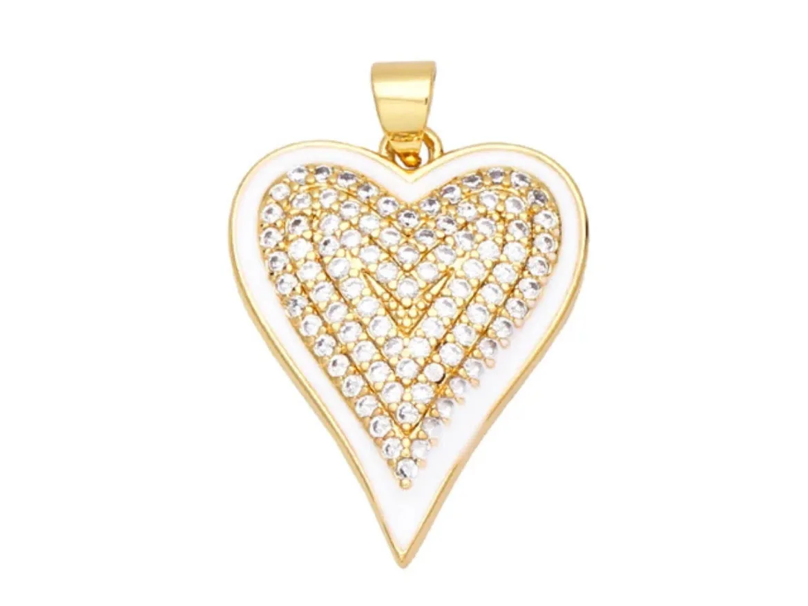 Large Outlined Pave Heart Charm