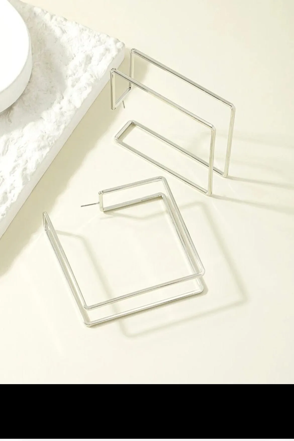 Large Silver hoop earrings , huge silver hoops , big silver hoop earrings , chunky square silver hoop earrings