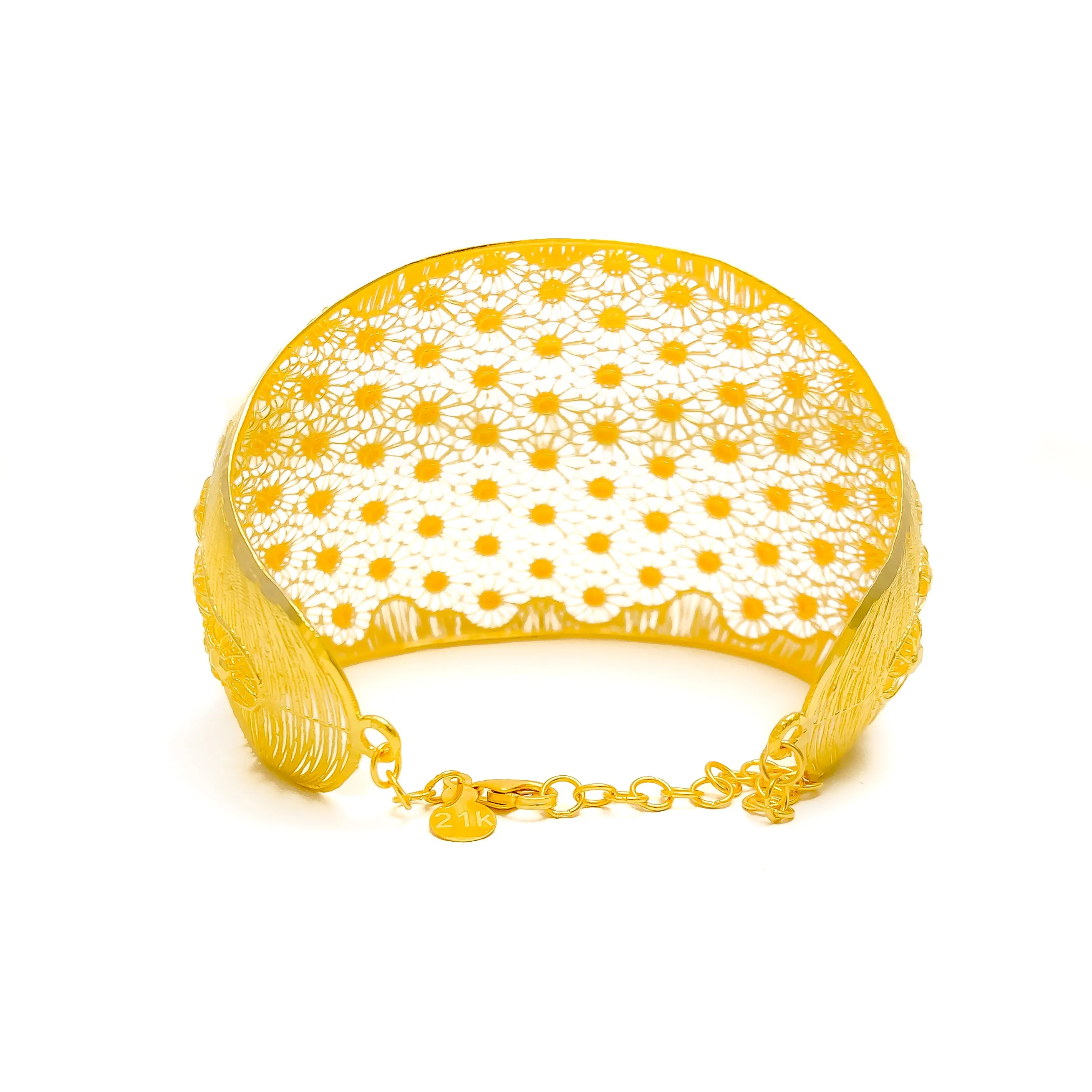 Lavish Twinkling 21K Gold Domed Bangle Bracelet