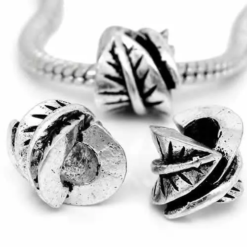 Leaf Design Charm European Bead Compatible for Most European Snake Chain Bracelet