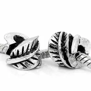 Leaf Design Charm European Bead Compatible for Most European Snake Chain Bracelet