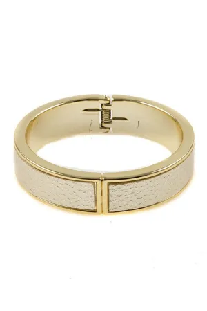 Leather Cuff Bangle Hinge Bracelet