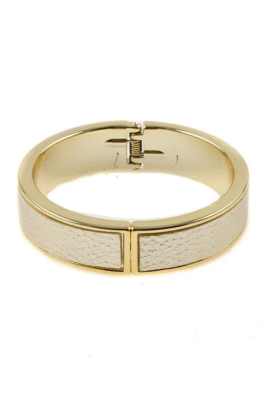 Leather Cuff Bangle Hinge Bracelet