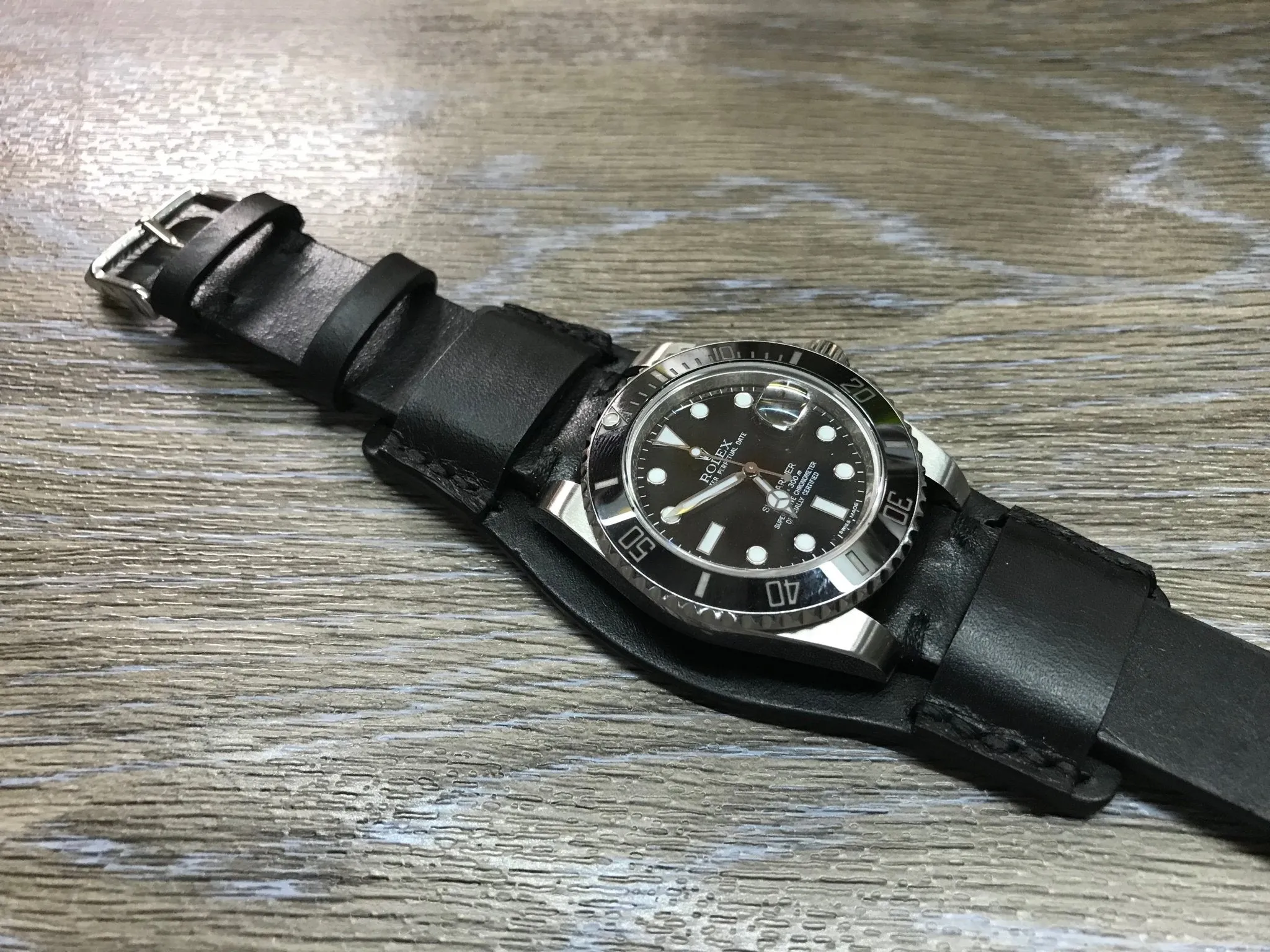 Lenny Kravitz Watch straps, Leather Bund Straps, 20mm Watch straps, 20mm Watch bands, Black Watch Straps for Rolex Watches - FREE SHIPPING
