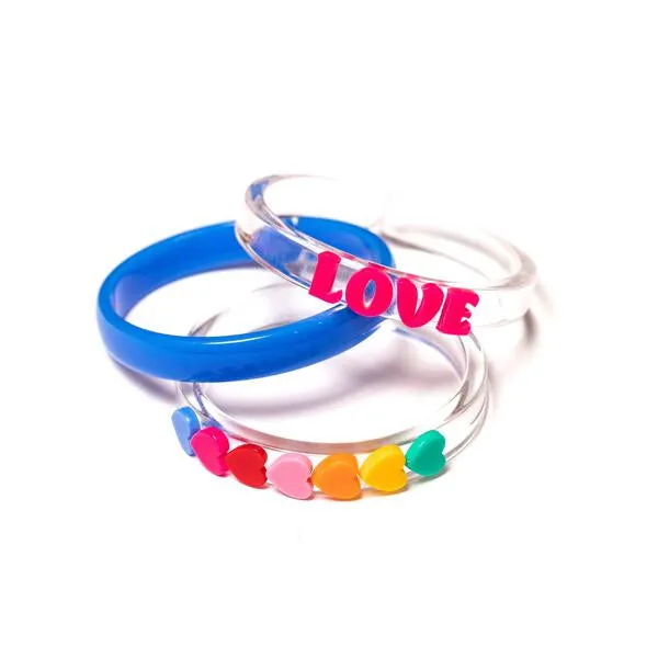 Love & Hearts Rainbow Blue Bangles - VAL