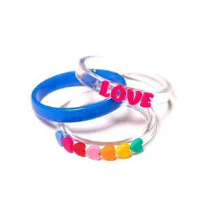 Love & Hearts Rainbow Blue Bangles - VAL