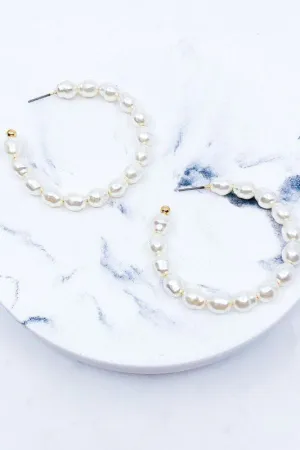 Lucia Pearl Hoop Earrings