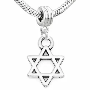 Lucky Star of David Charm Dangle European Bead Compatible for Most European Snake Chain Bracelet