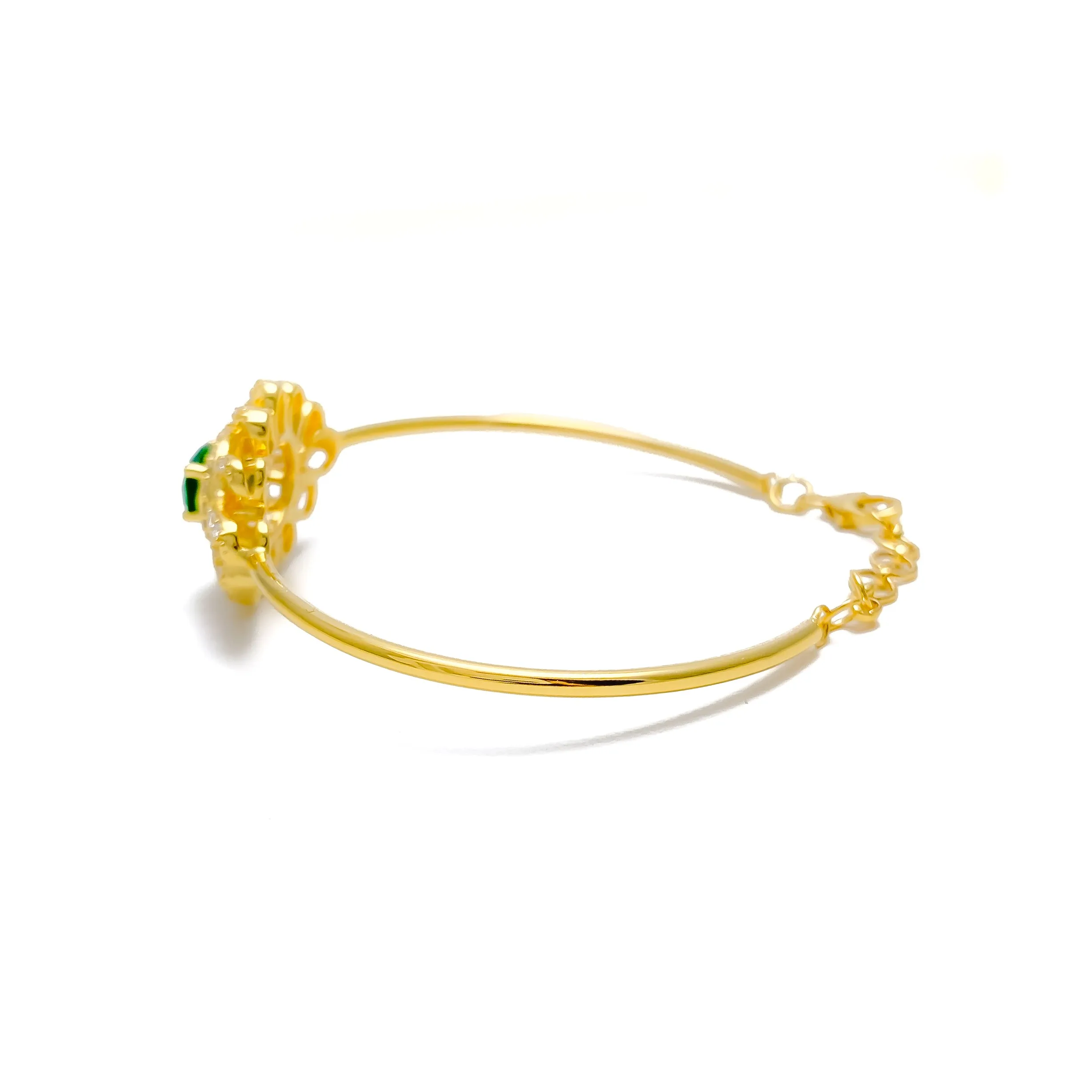 Lustrous Floral Diamond   18k Gold Bangle Bracelet