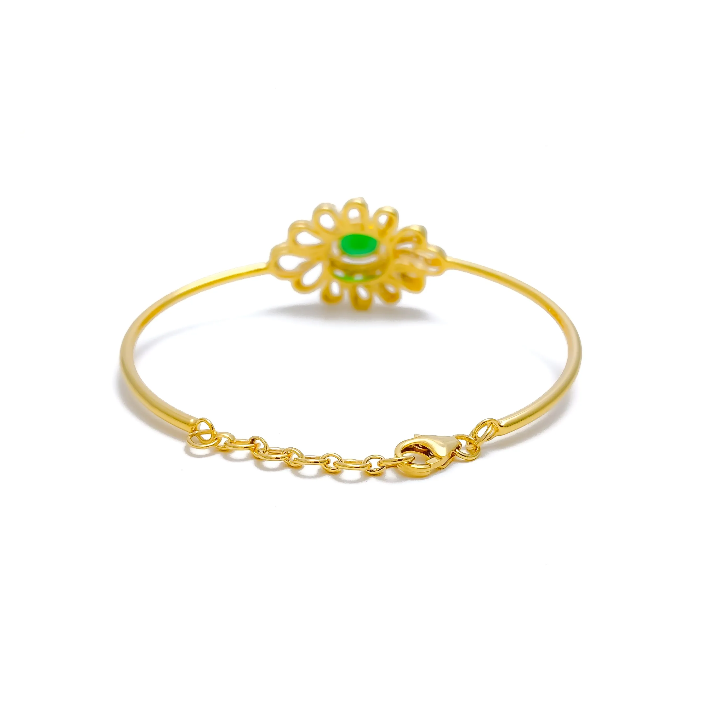 Lustrous Floral Diamond   18k Gold Bangle Bracelet