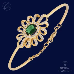 Lustrous Floral Diamond   18k Gold Bangle Bracelet
