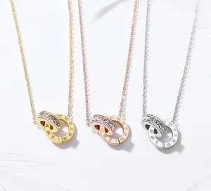 Luxury Crystal Choker Outstanding Fashion Roman Digital Stainless Steel Elegant Gold Silver Color Pendant Amazing Necklaces For Women Jewelry