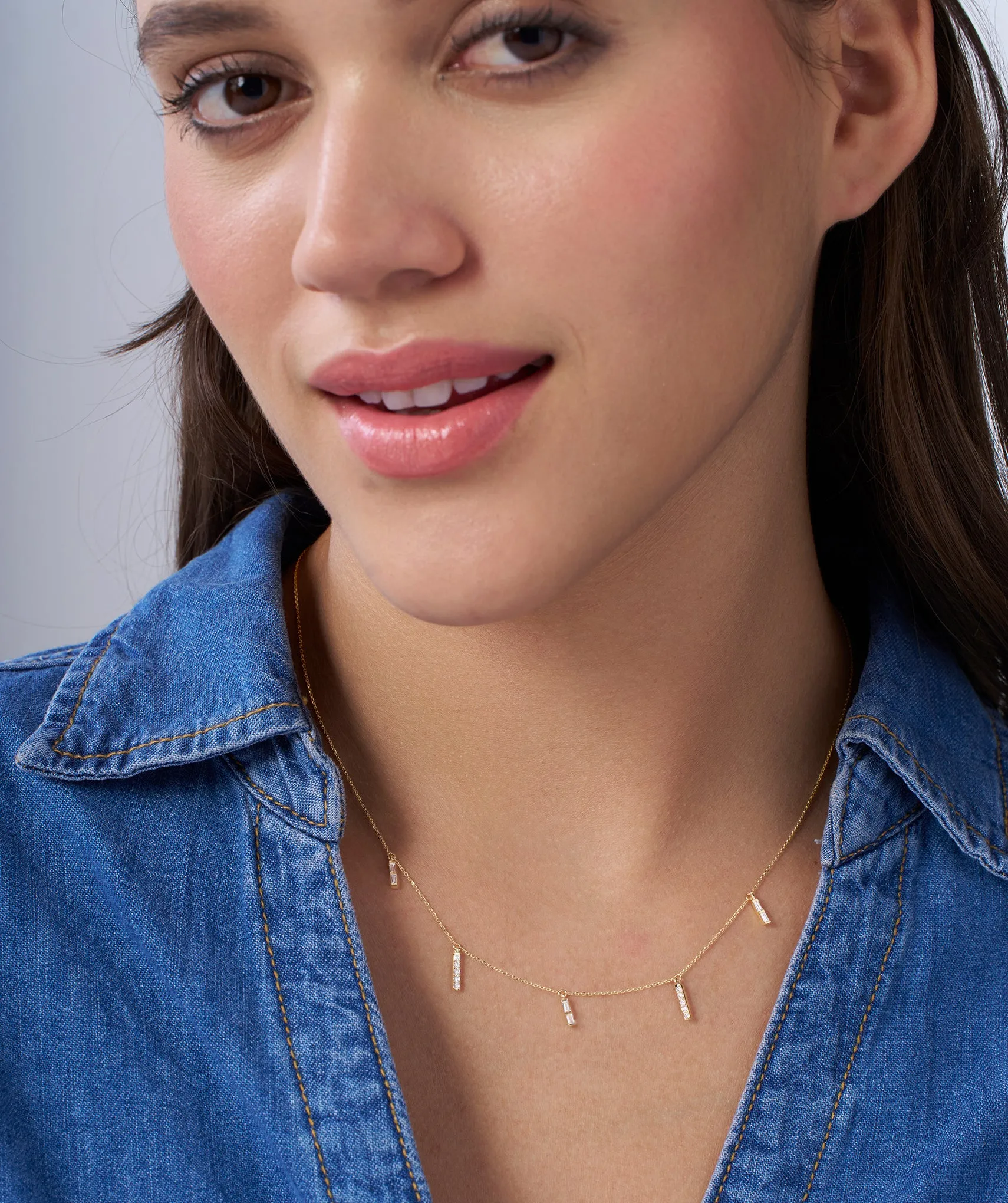 Luxury Linear Diamond Gold Necklace