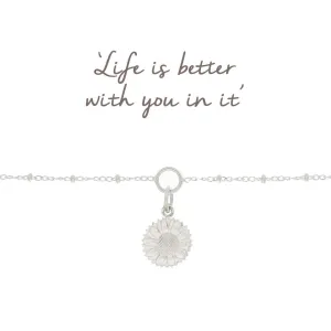 Mantra Sunflower Charm Bracelet | Sterling Silver