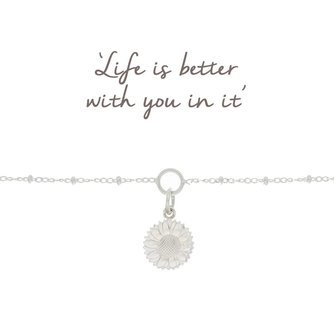 Mantra Sunflower Charm Bracelet | Sterling Silver