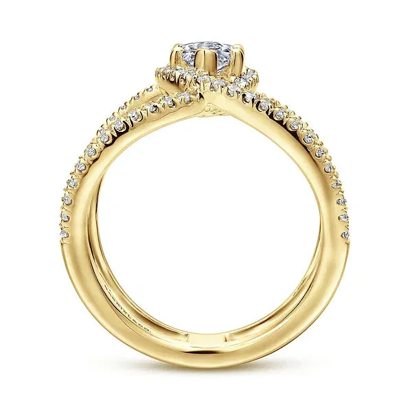 Marquise Halo Wide Twist Diamond Engagement Ring Mounting