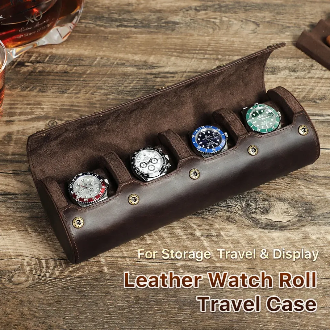 Mason | Leather Watch Roll Case – Travel Storage for 1 to 4 Watches