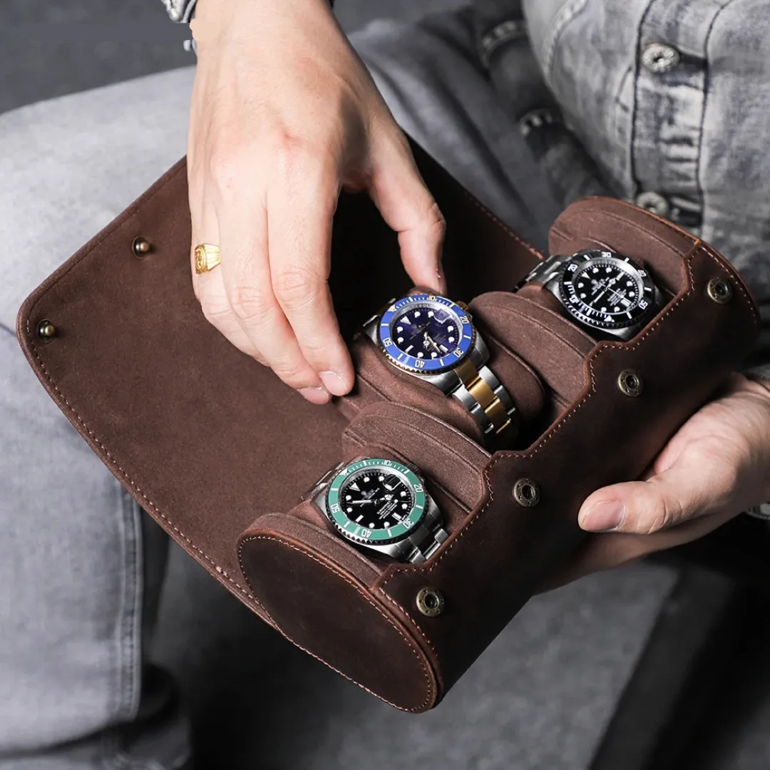 Mason | Leather Watch Roll Case – Travel Storage for 1 to 4 Watches