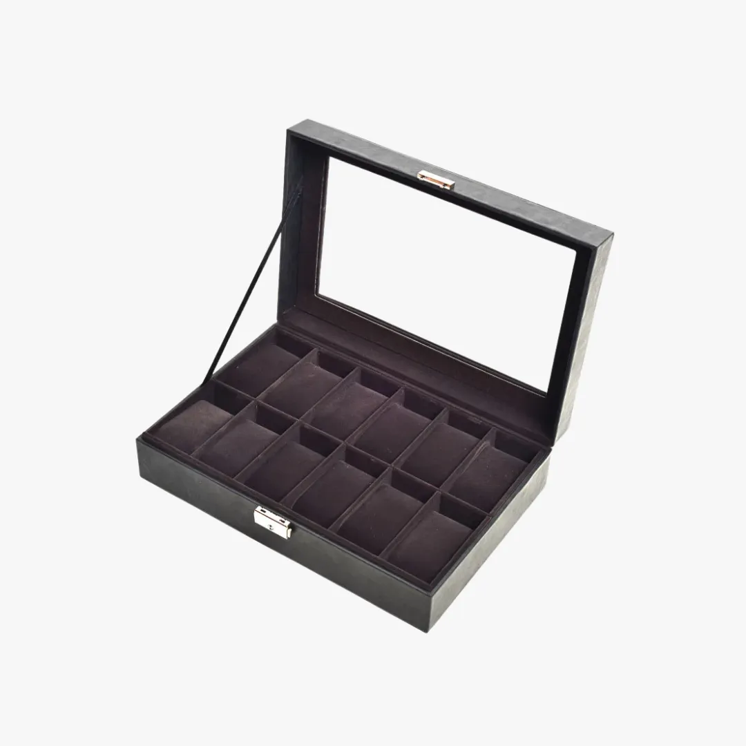Mason | Watch Display Box – PU Leather Organizer Case with Glass Lid (2–20 Slots)