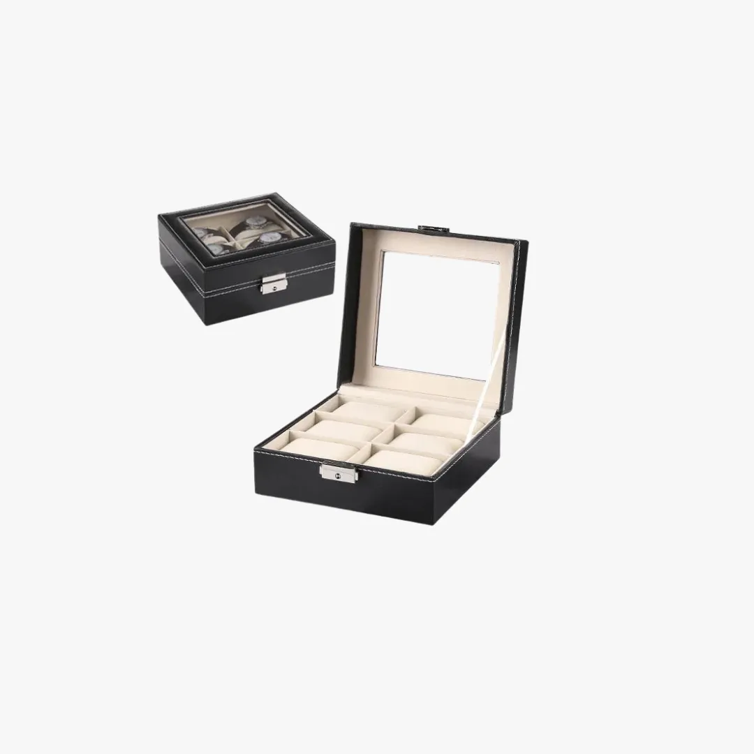 Mason | Watch Display Box – PU Leather Organizer Case with Glass Lid (2–20 Slots)
